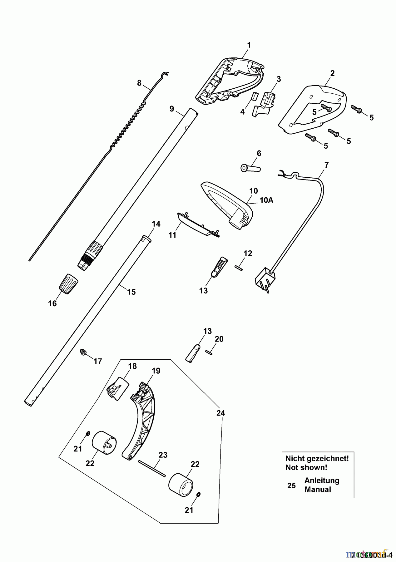  Wolf-Garten Elektrotrimmer GT 850 7136003 Serie D  (2007) Holm