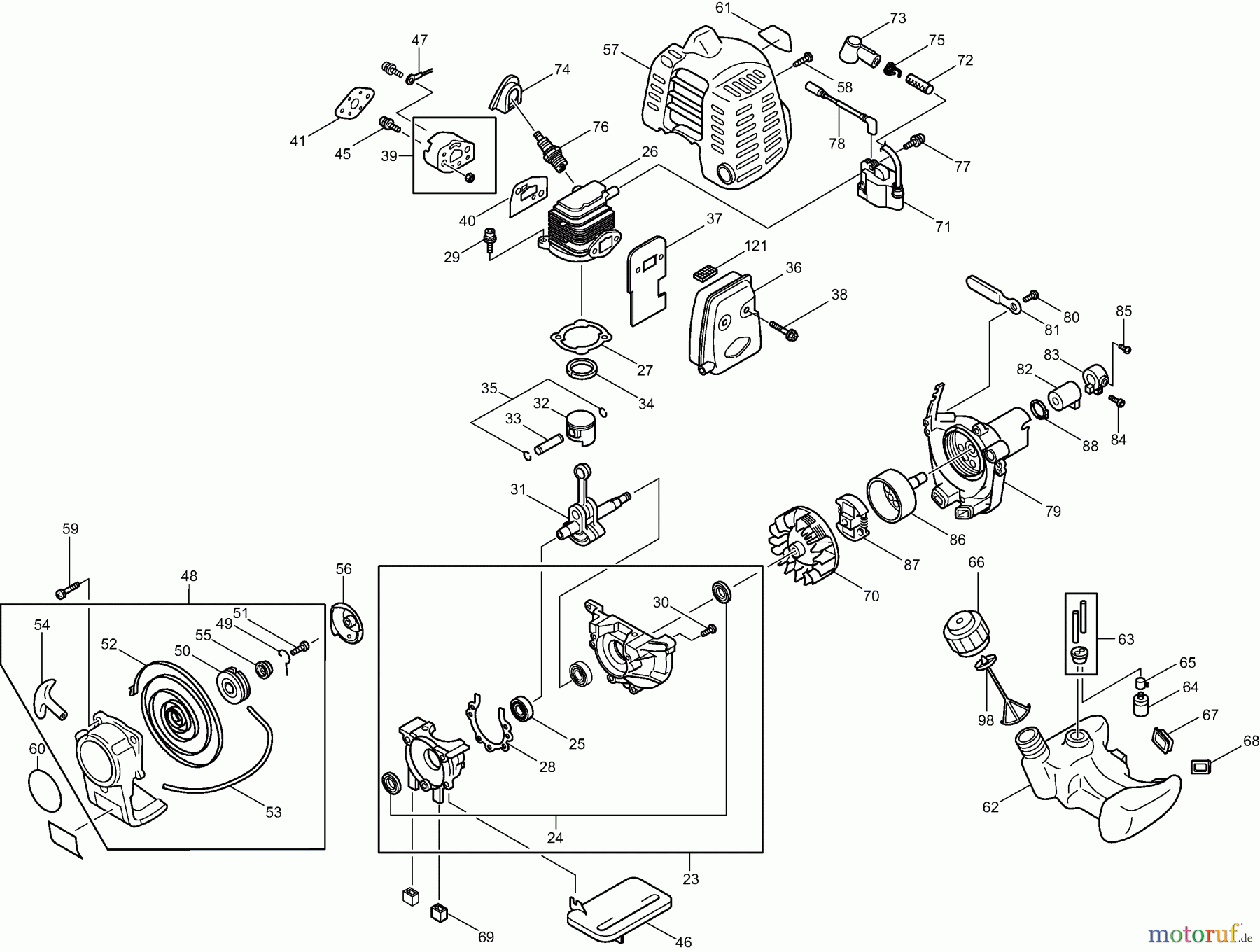  Dolmar Motorsensen & Trimmer Benzin 2-Takt MS-20 C 3  Zylinder, Kurbeltrieb, Zünder, Schalldämpfer