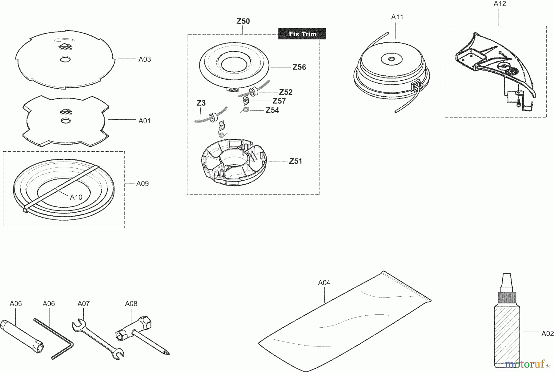 Dolmar Motorsensen & Trimmer Benzin 4-Takt MS3524R 5 Schneidwerkzeuge, Werkzeug
