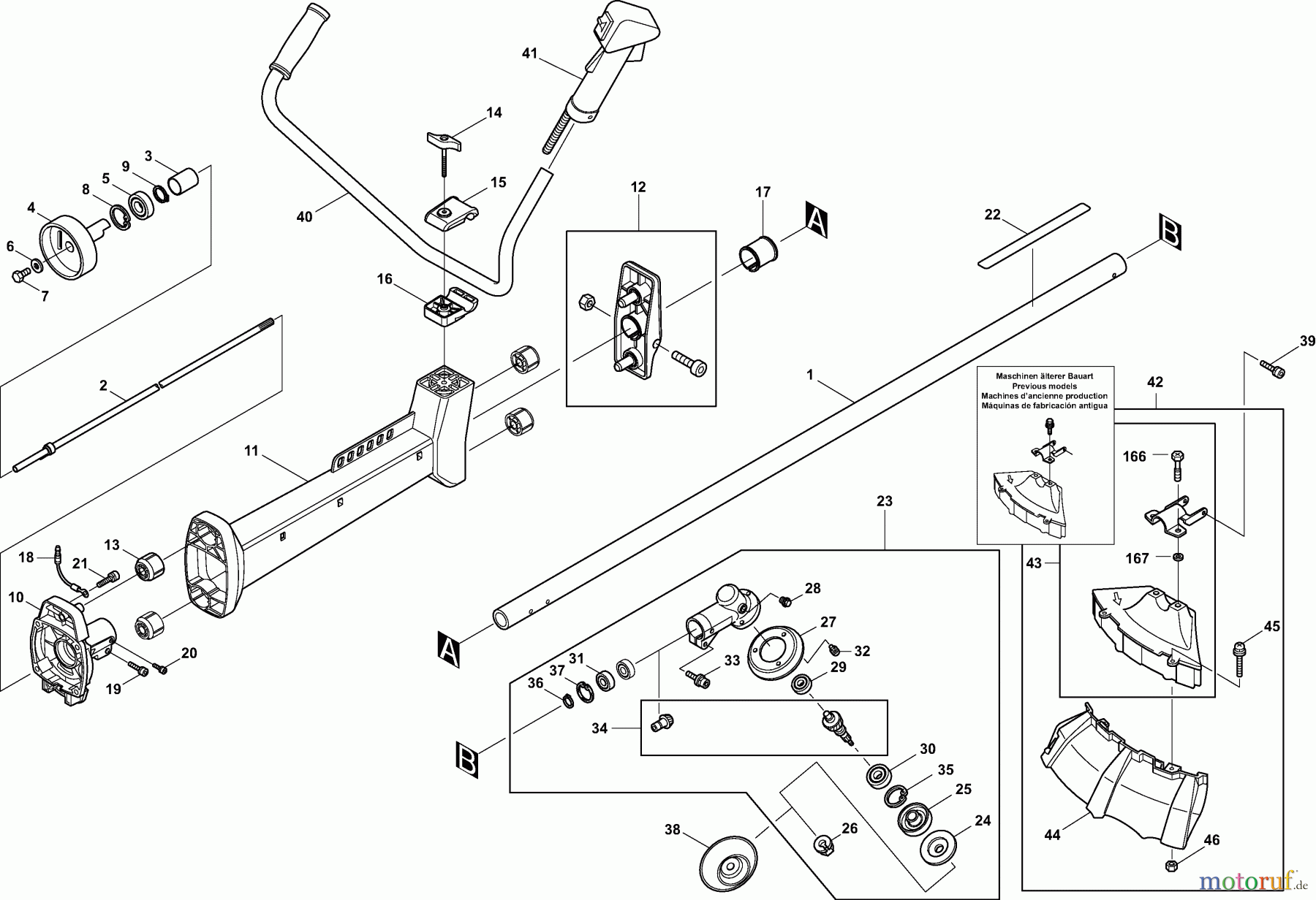  Dolmar Motorsensen & Trimmer Benzin 2-Takt MS-4211 1  Hauptrohr, Griff, Schutzhaube, Getriebegehäuse