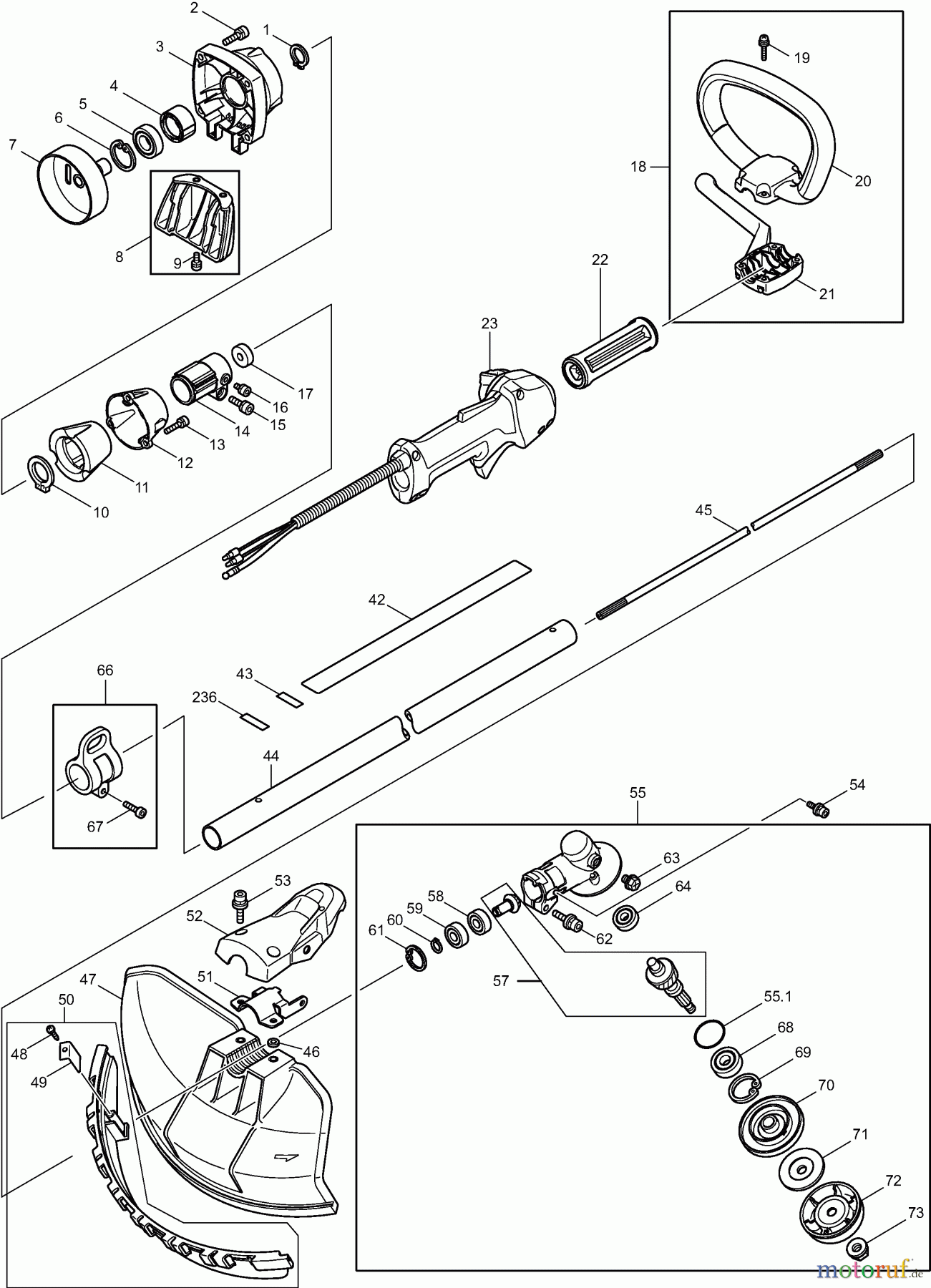 Dolmar Motorsensen & Trimmer Benzin 4-Takt MS3354C 1 Hauptrohr, Griff, Schutzhaube, Getriebegehäuse