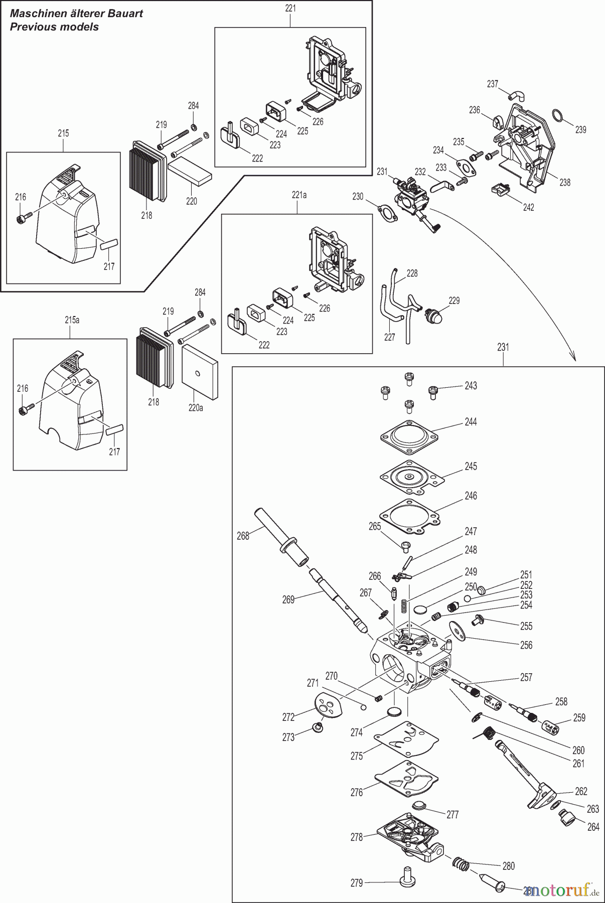 Dolmar Motorsensen & Trimmer Benzin 4-Takt MS43004U 4 Vergaser, Luftfilter