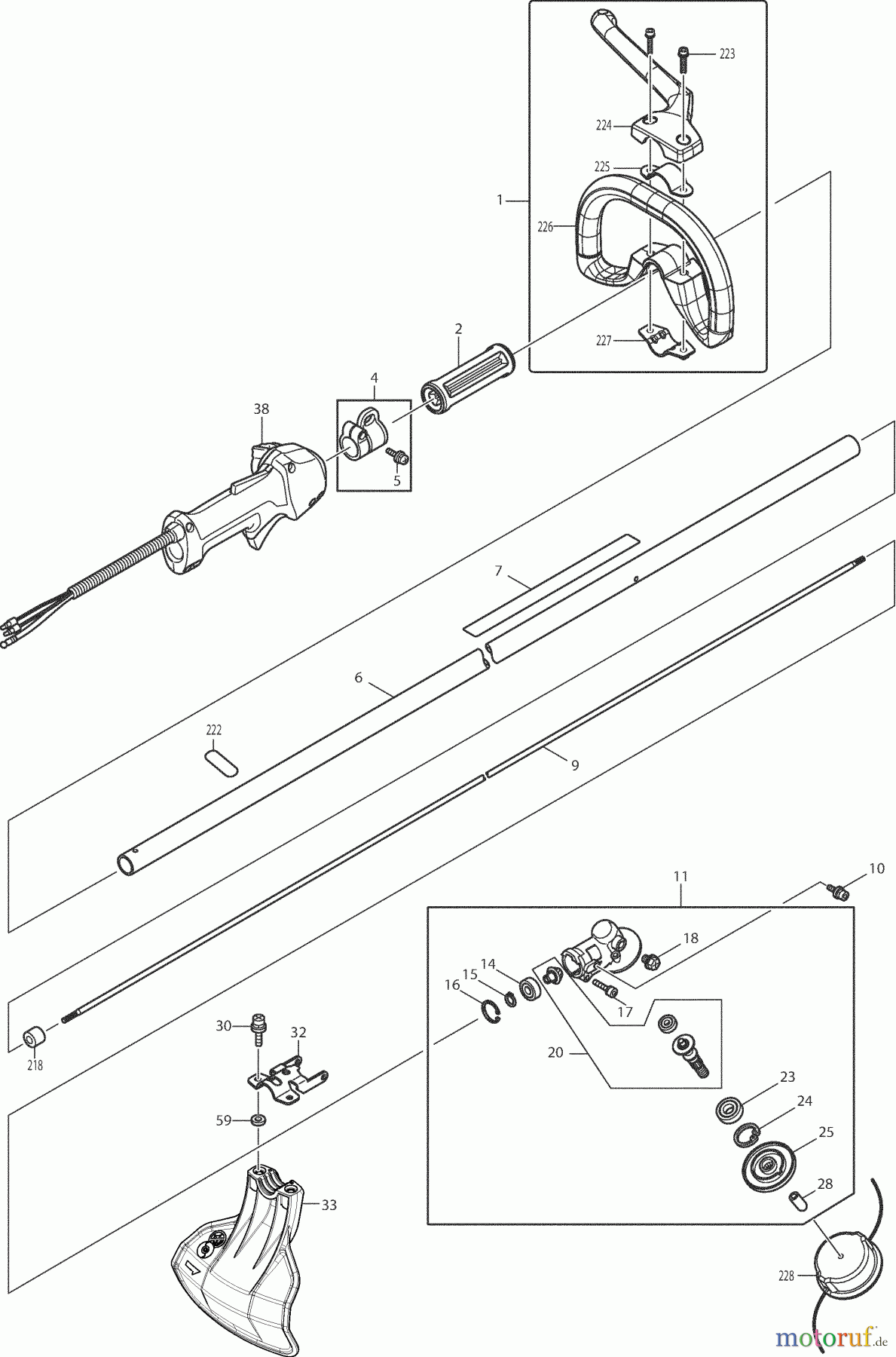 Dolmar Motorsensen & Trimmer Benzin 4-Takt MS-256.4 C 1 Hauptrohr, Griff, Schutzhaube, Getriebe