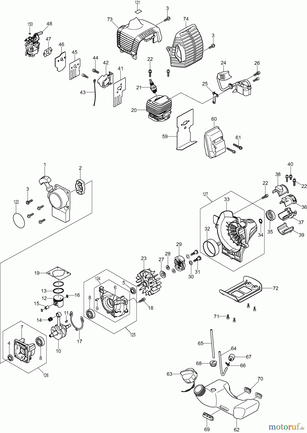  Dolmar Motorsensen & Trimmer Benzin 2-Takt MS27C 1  Kurbelgehäuse, Zylinder, Schalldämpfer, Zündung