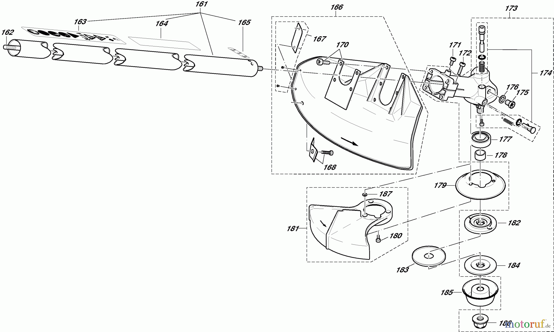  Dolmar Motorsensen & Trimmer Benzin 2-Takt MS4011U 6  Hauptrohr, Winkelgetriebe, Schutzhaube