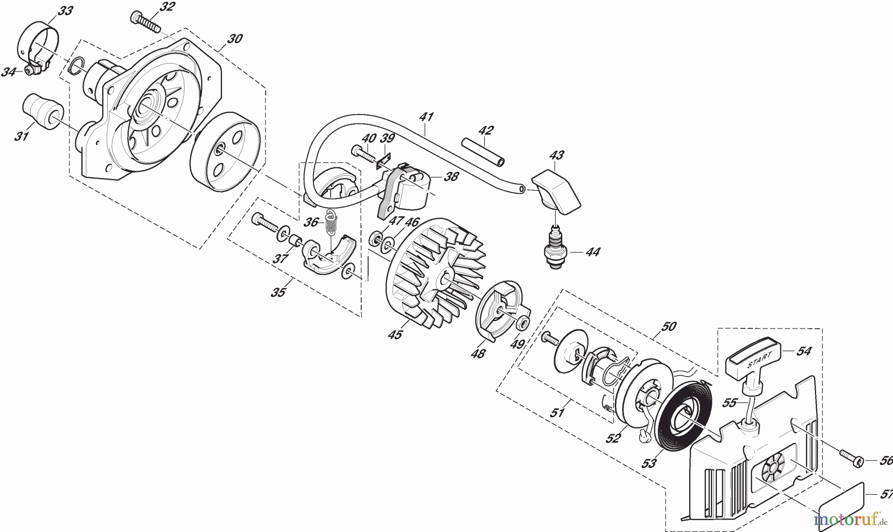  Dolmar Motorsensen & Trimmer Benzin 2-Takt MS4011U 2  Kupplung, Polrad, Anwerfvorrichtung