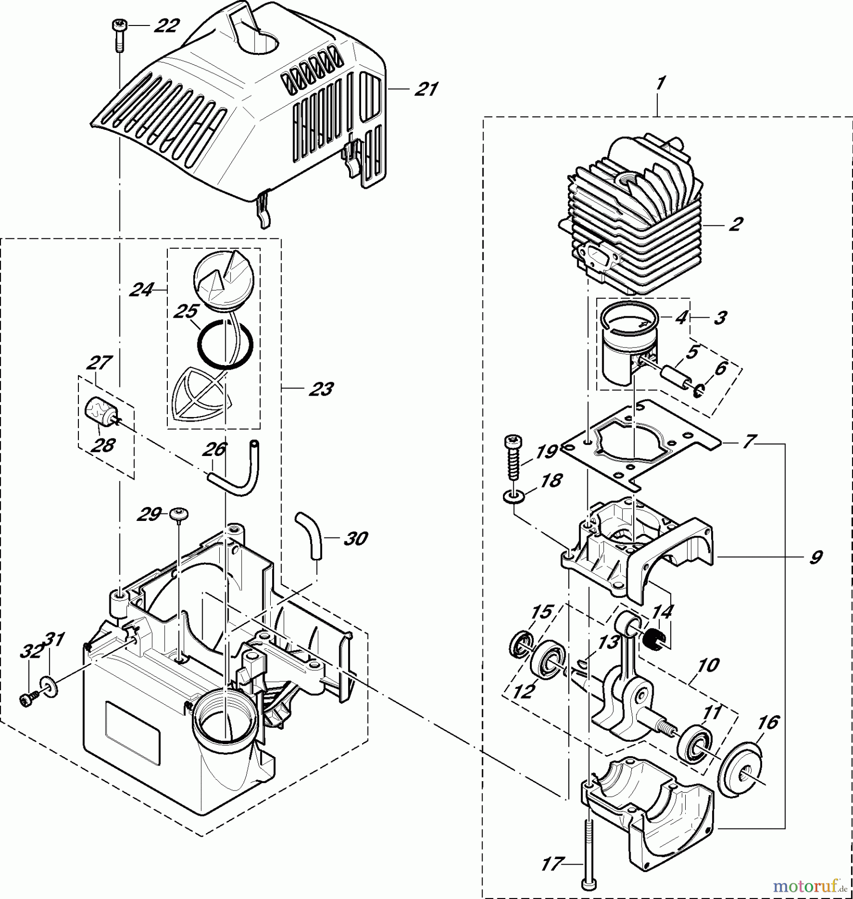  Dolmar Motorsensen & Trimmer Benzin 2-Takt MS341U 1  Zylinder, Kurbeltrieb, Gehäuse