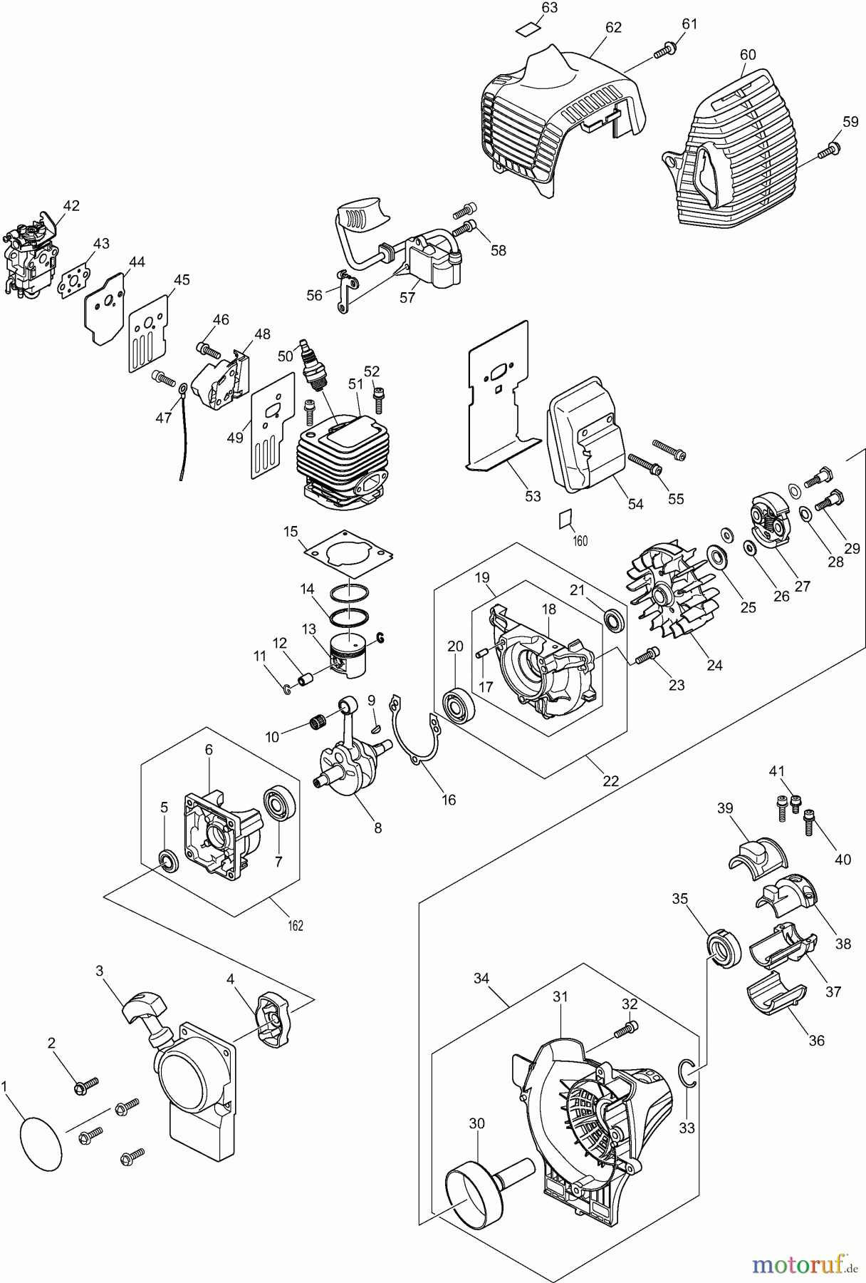  Dolmar Motorsensen & Trimmer Benzin 2-Takt LT27 1  Zylinder, Kurbeltrieb, Zünder, Schalldämpfer