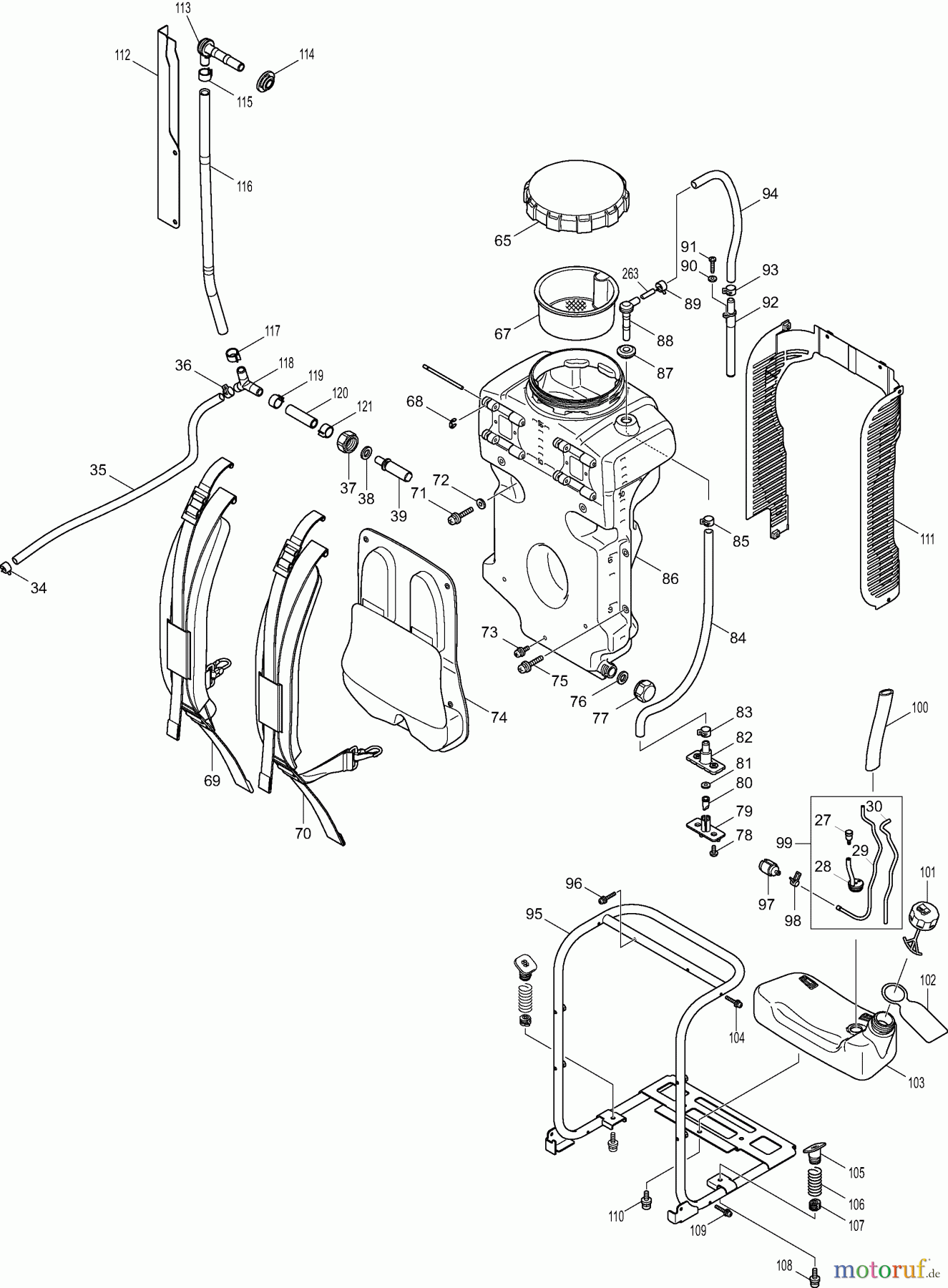  Dolmar Sprühgeräte Benzin SP76504R 2  Tragegestell,  Tank