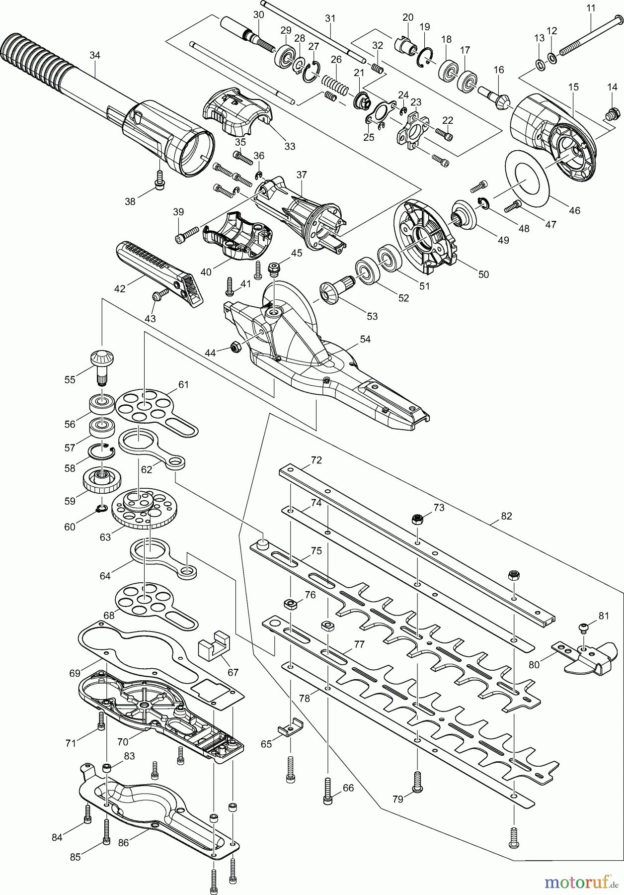  Dolmar Kombisysteme HTCS3 2  Griffe, Getriebe, Scherblatt