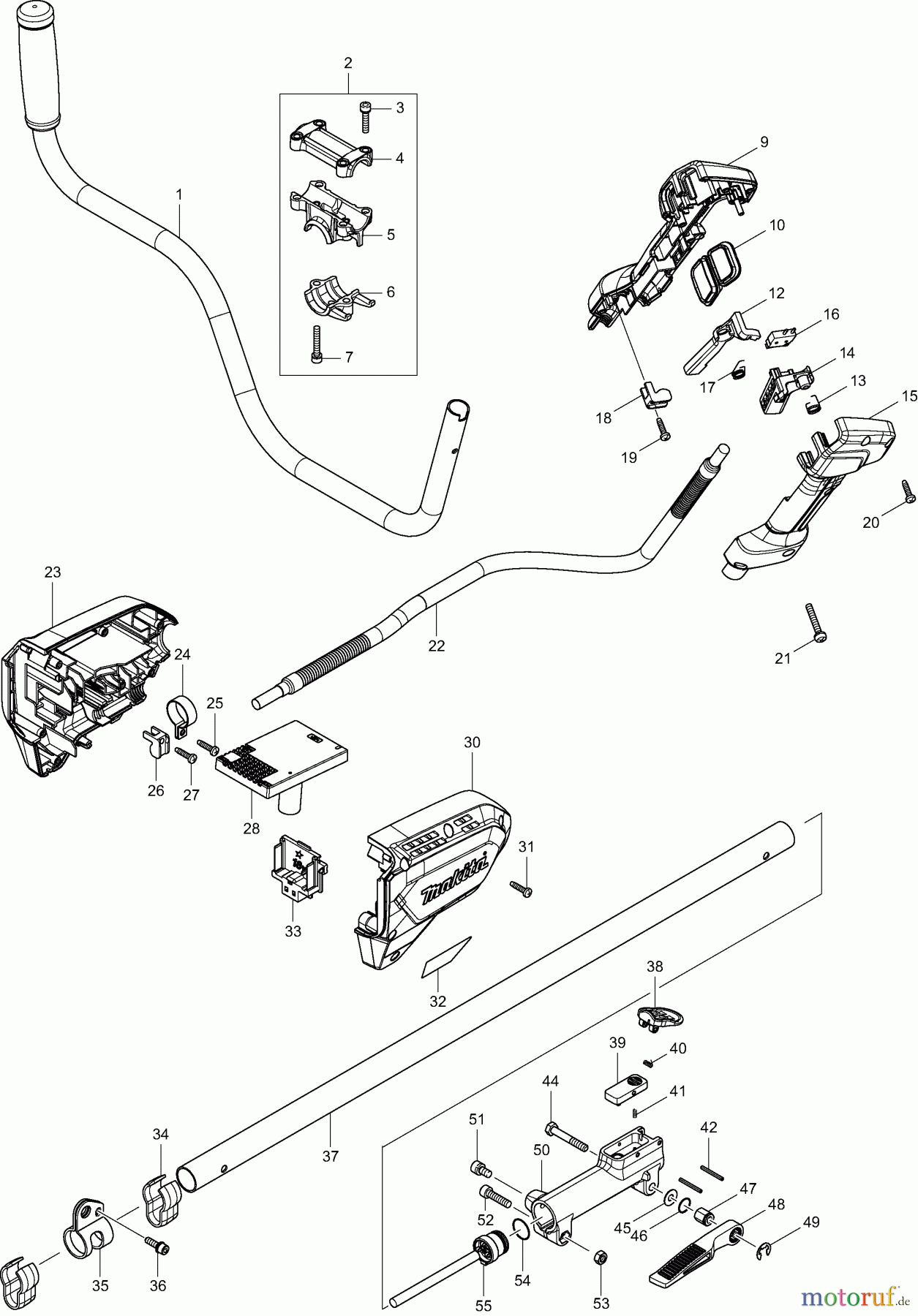  Dolmar Motorsensen & Trimmer Akku DUR188U 1  Schaftrohr, Handgriff