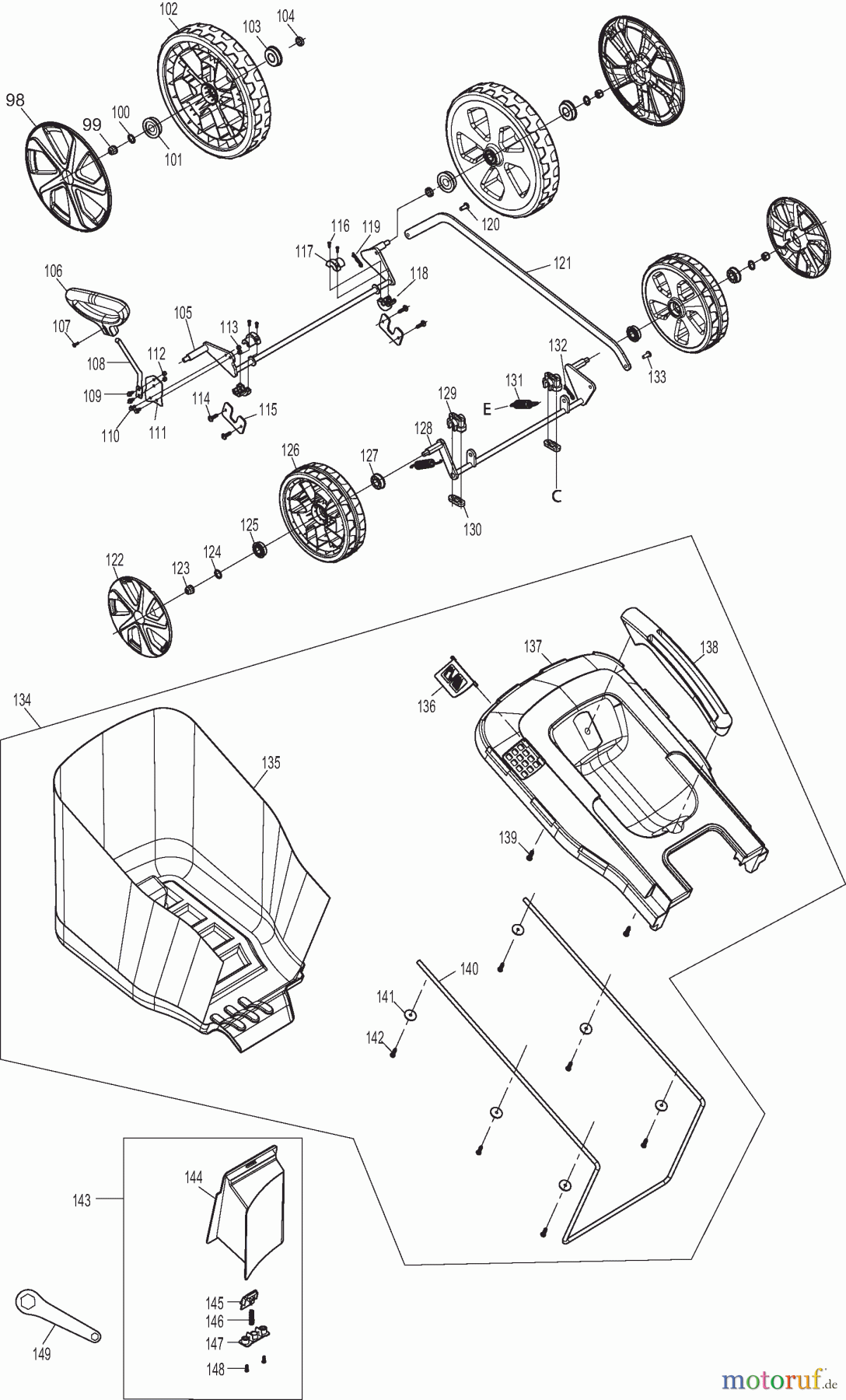  Dolmar Rasenmäher Elektro EM462 3  Grasfangkorb, Räder