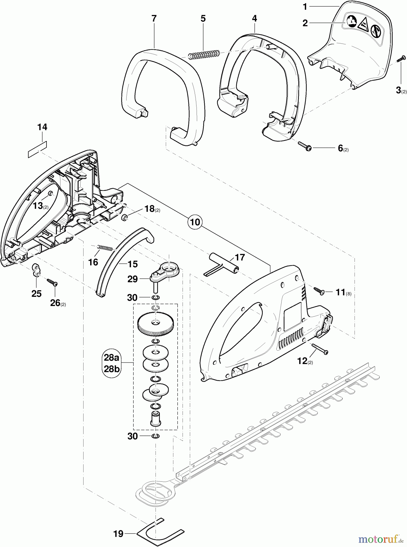  Dolmar Heckenscheren Elektro HT-55 3  Gehäuse, Bügelgriff, Getriebe