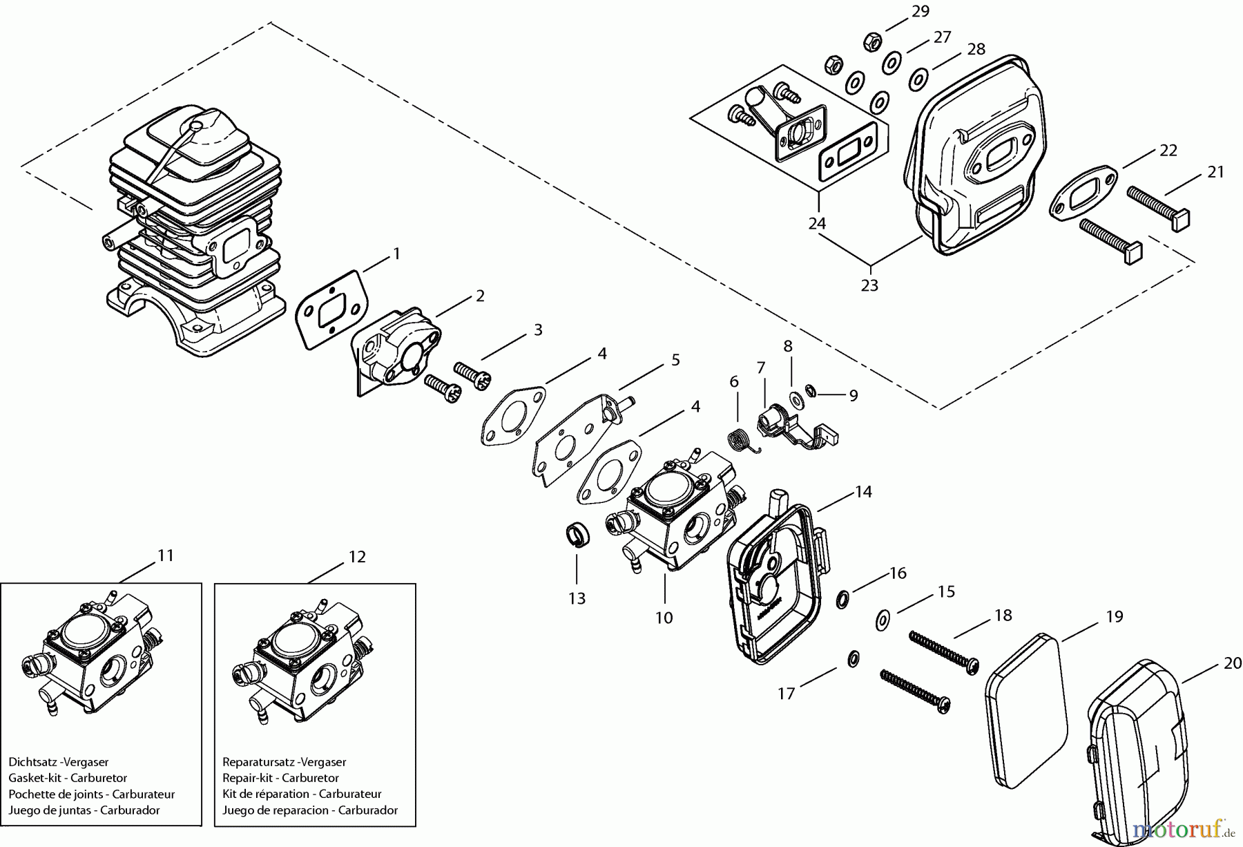  Dolmar Heckenscheren Benzin HT-245 2  Luftfilter, Vergaser, Schalldämpfer