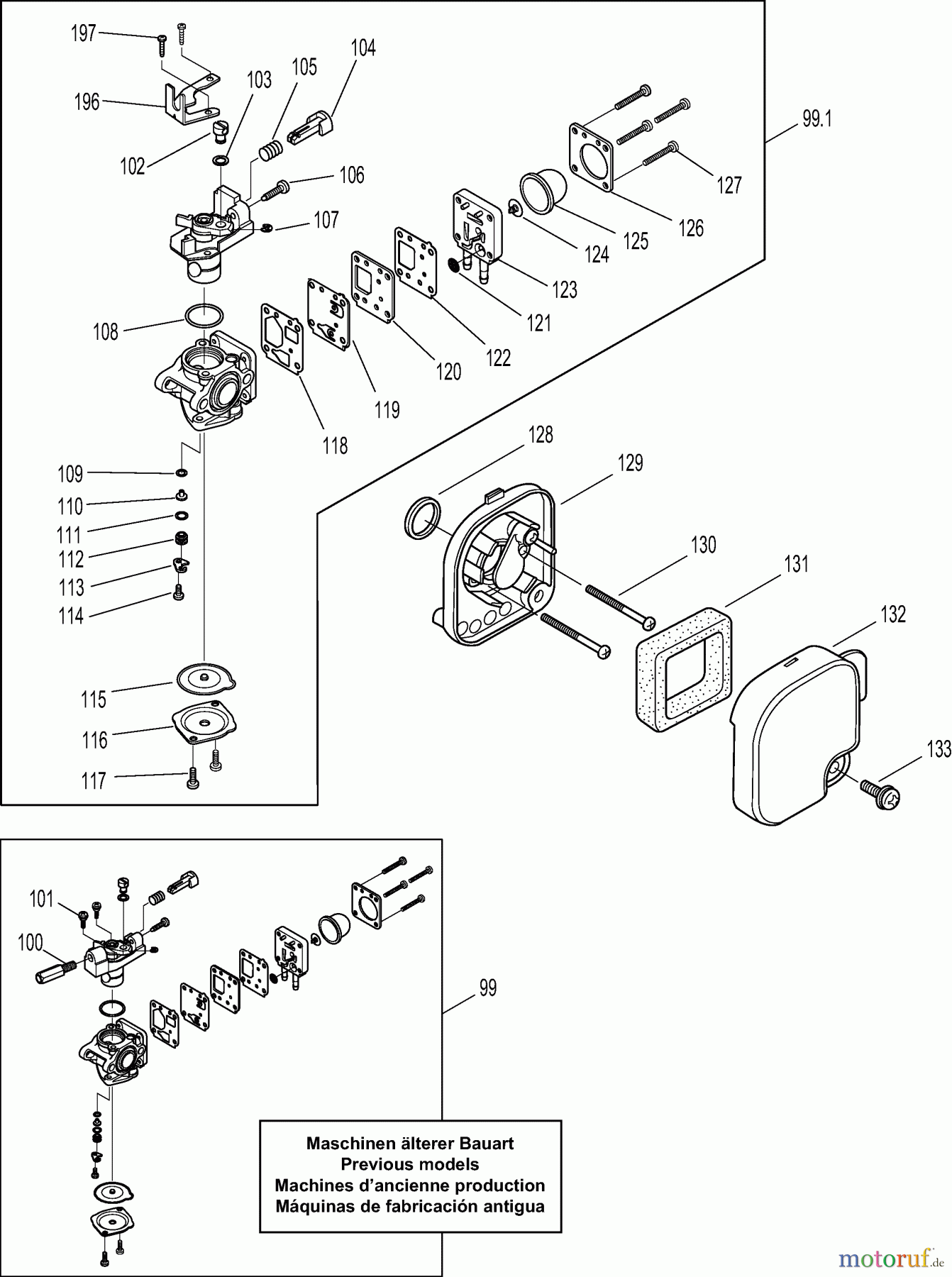 Dolmar Motorsensen & Trimmer Benzin 2-Takt MS-22 C (USA) 5 Vergaser, Luftfilter