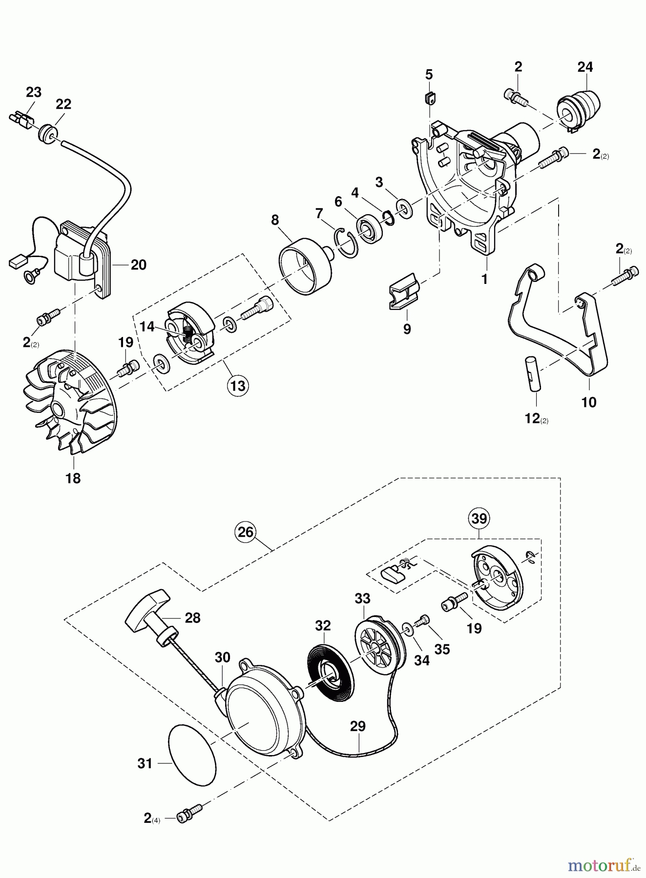 Dolmar Motorsensen & Trimmer Benzin 2-Takt MS-2600 6 Kupplung, Zündanker, Anwerfvorrichtung