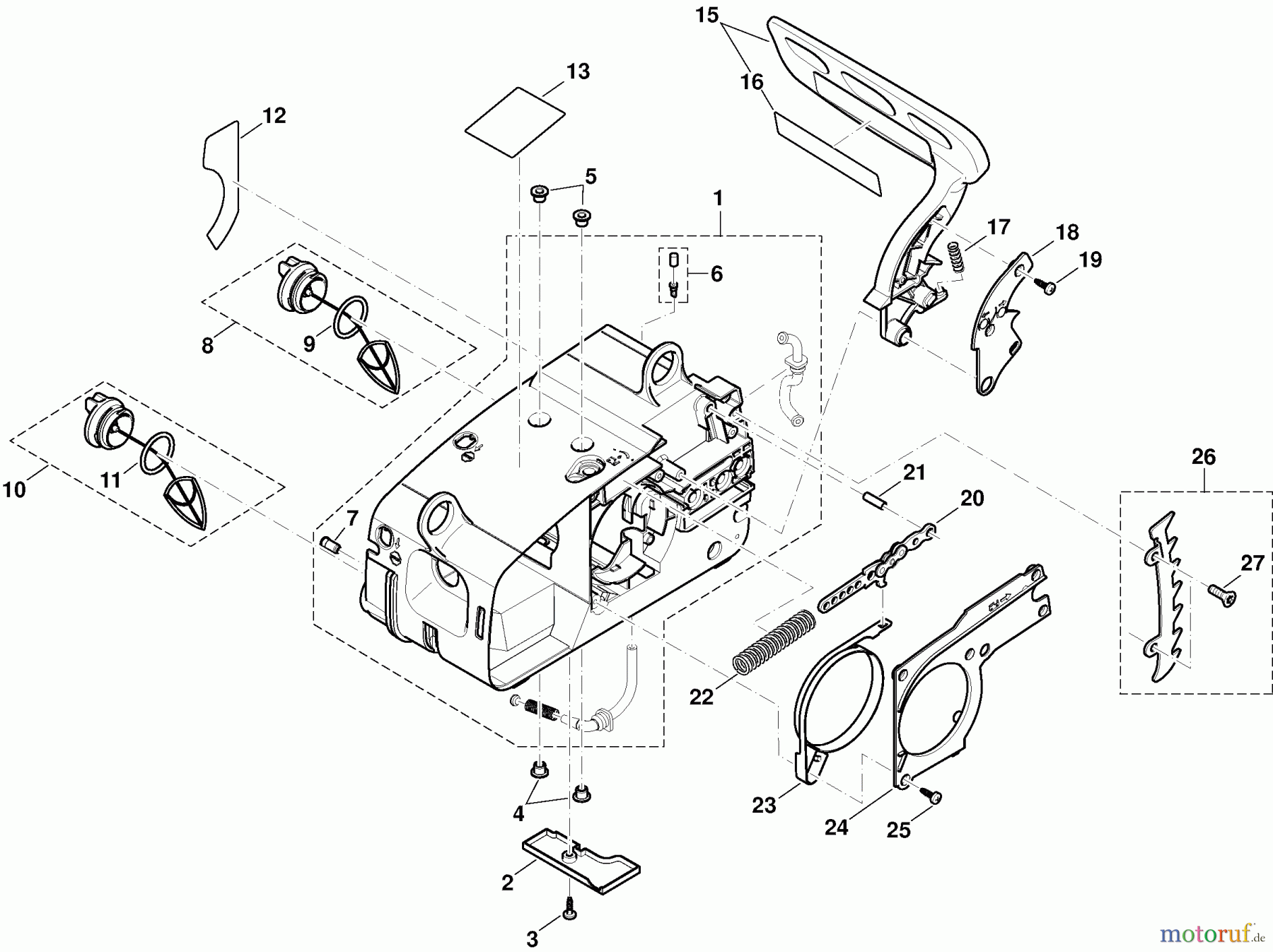  Dolmar Kettensägen Benzin Kettensäge PS-3400 1  Tank, Kettenbremse