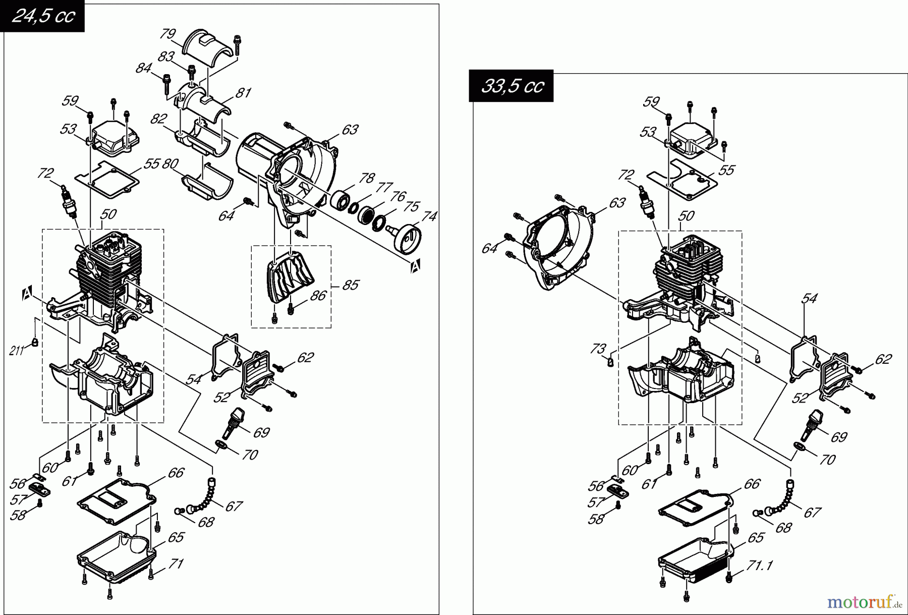 Dolmar Motorsensen & Trimmer Benzin 4-Takt MS-352.4 U 1 Kurbelgehäuse, Zylinder