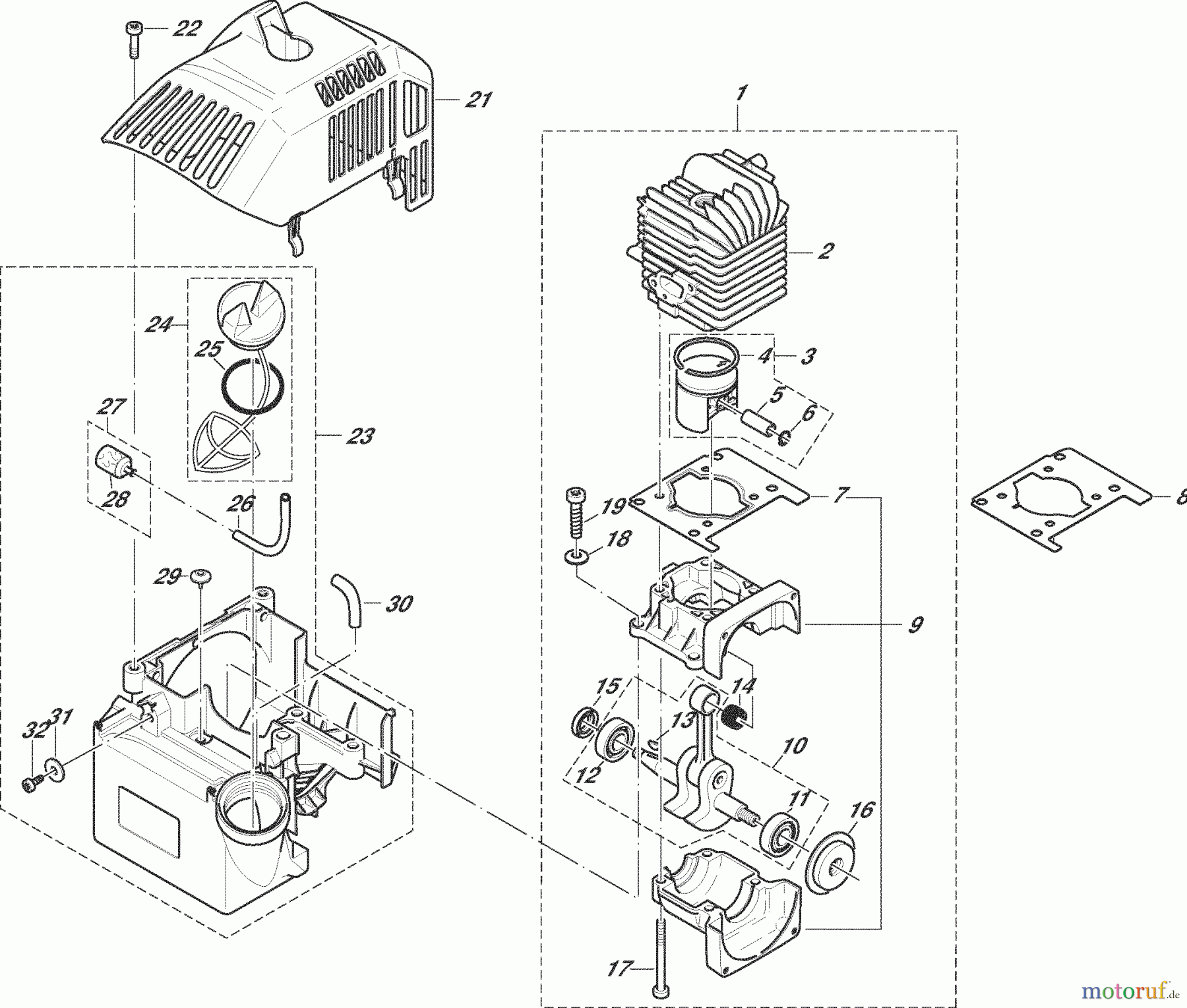  Dolmar Motorsensen & Trimmer Benzin 2-Takt MS-340 1  Zylinder, Kurbeltrieb, Gehäuse