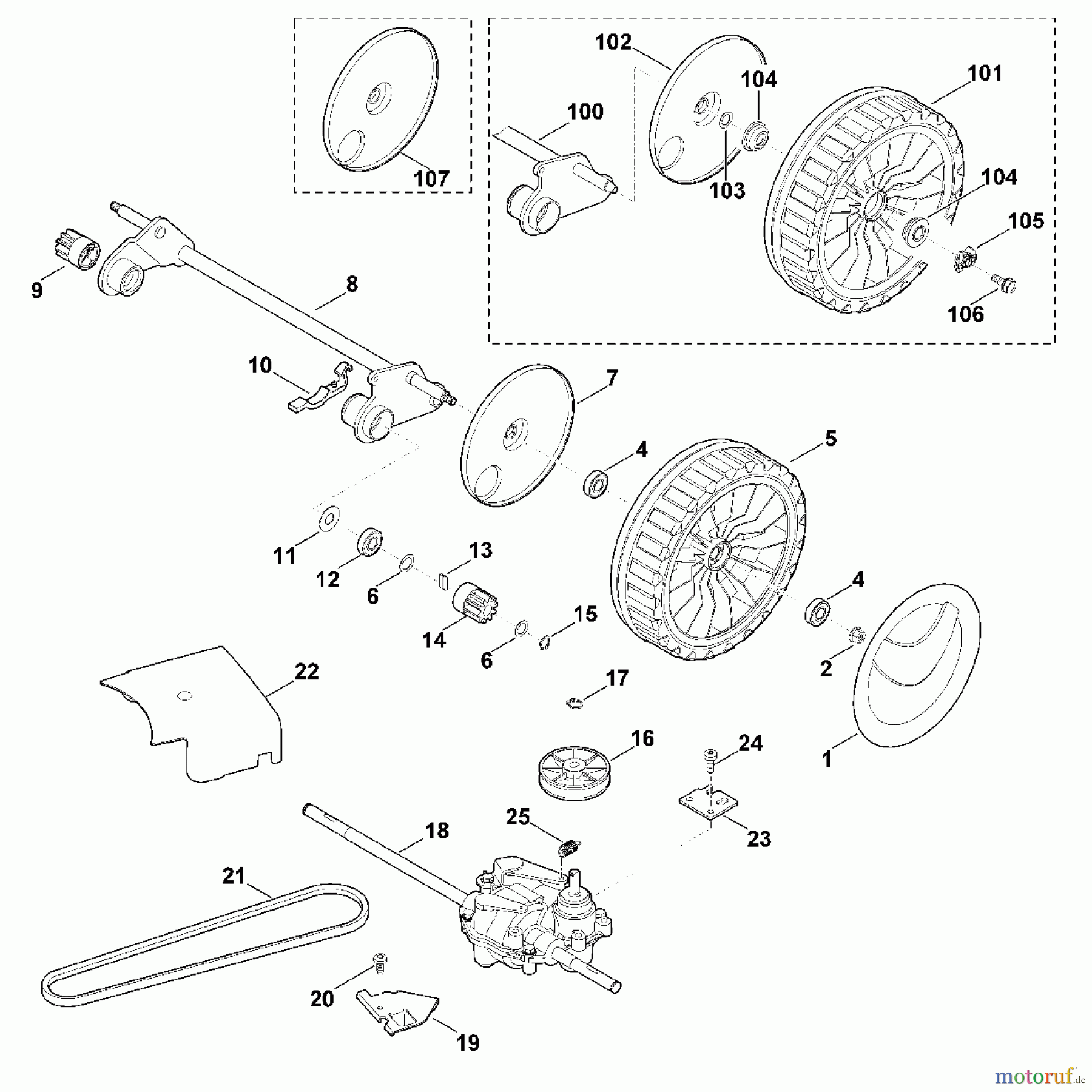  Viking Rasenmäher Benzinrasenmäher MB 655.0 GQ E - Hinterachse, Antrieb