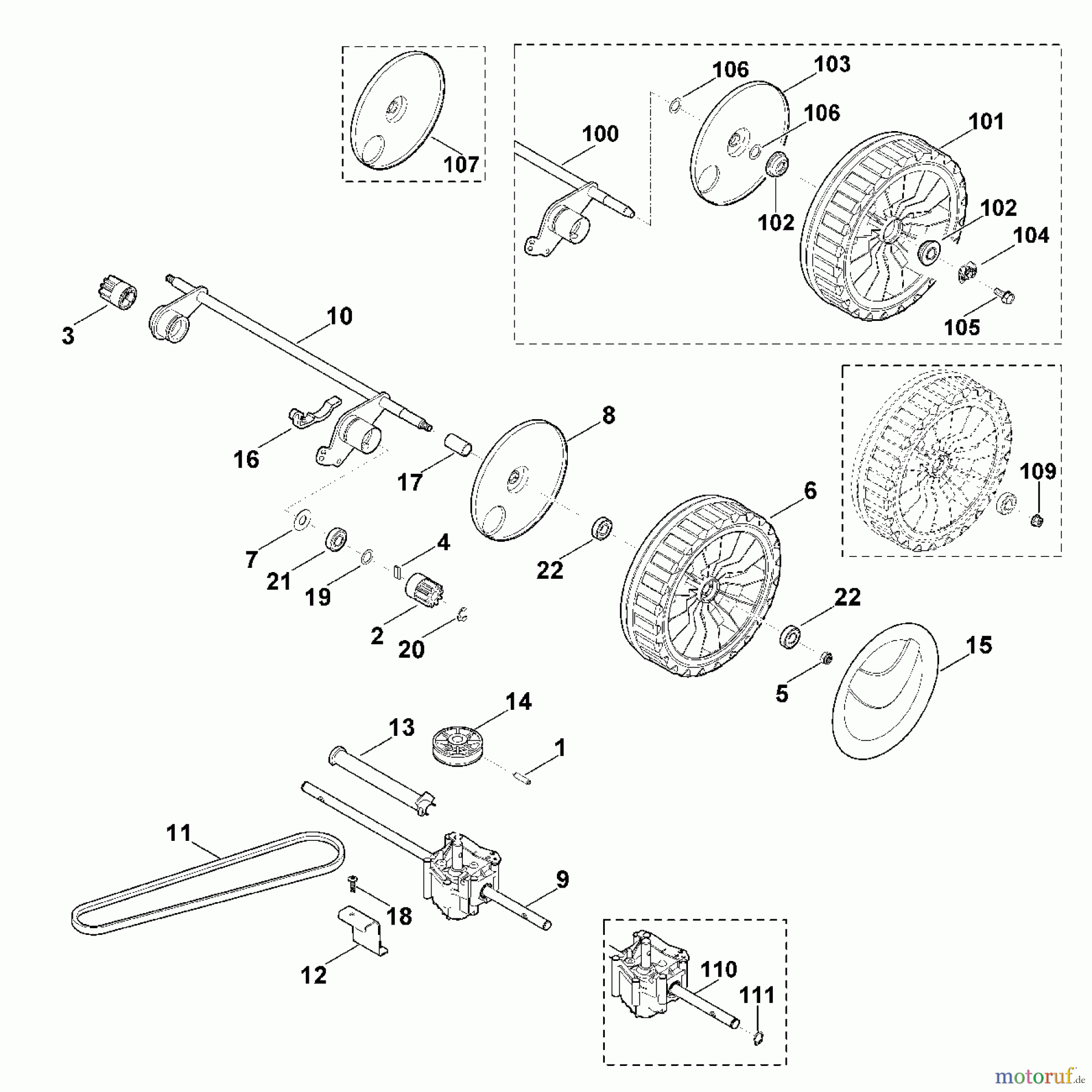  Viking Rasenmäher Benzinrasenmäher MB 545.0 T E - Hinterachse, Getriebe