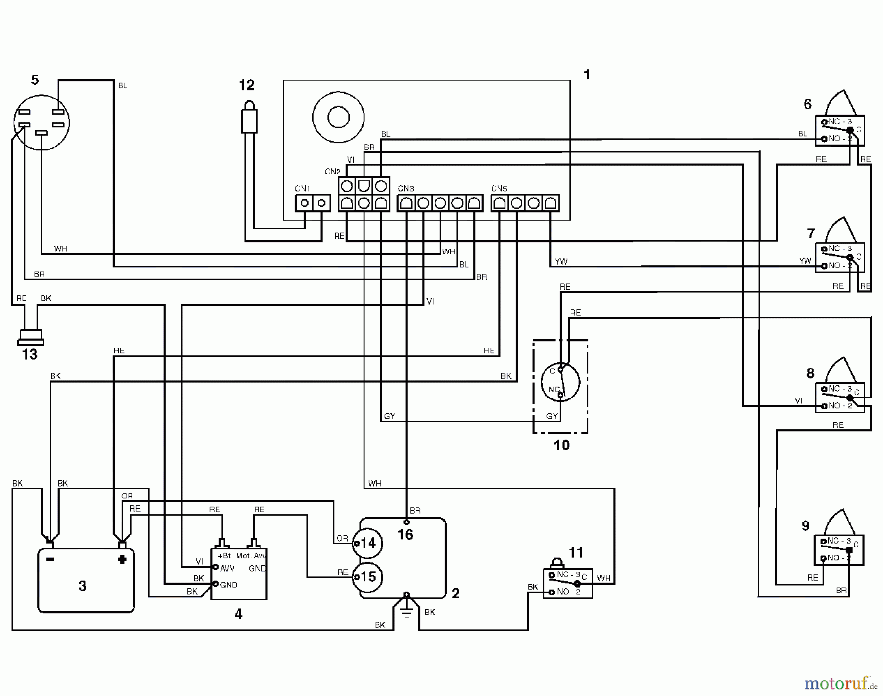  Viking Aufsitzmäher Aufsitzmäher MR 345 O1 - Schaltplan