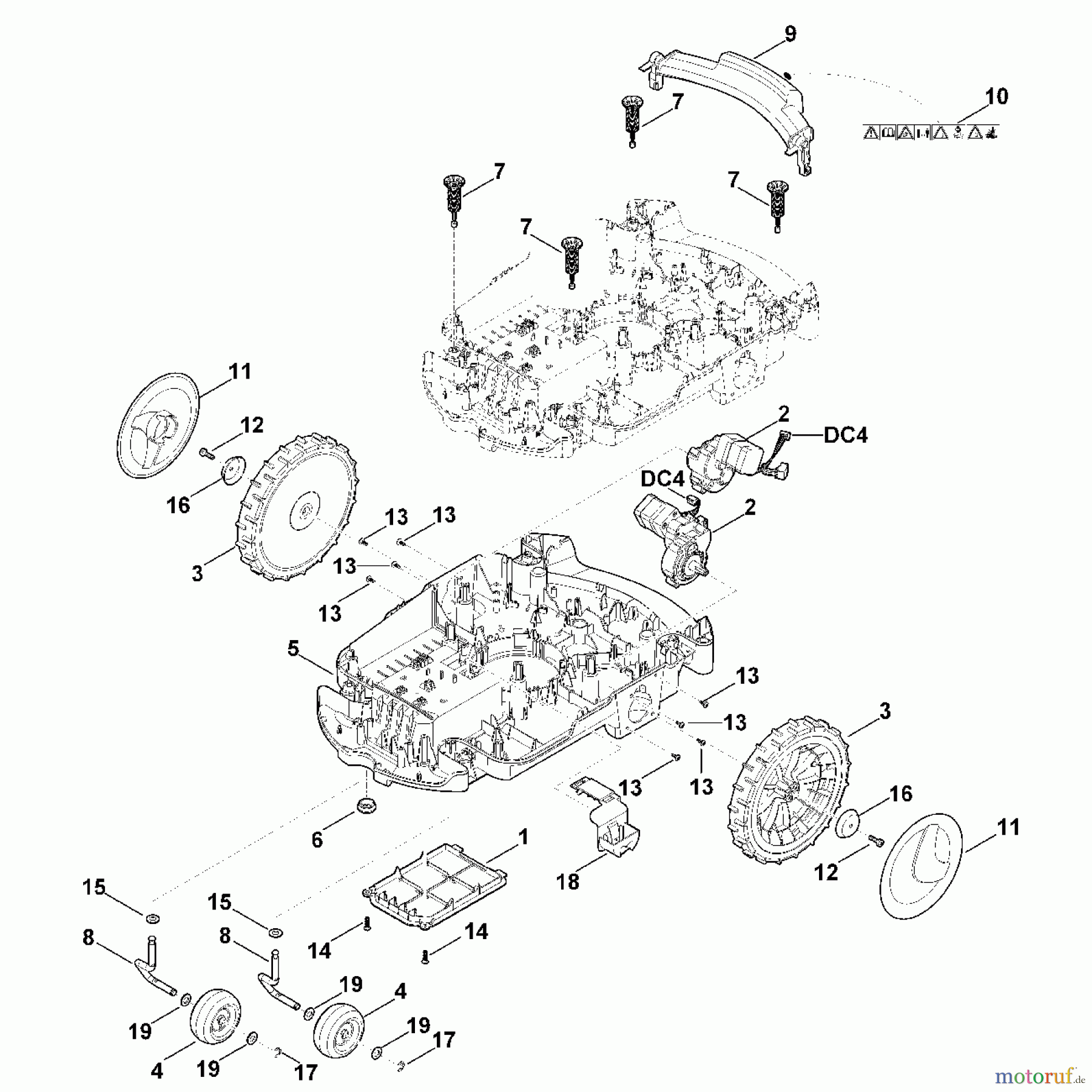  Viking Rasenmäher Akkurasenmäher MI 632.0 C - Gehäuseunterteil, Fahrwerk