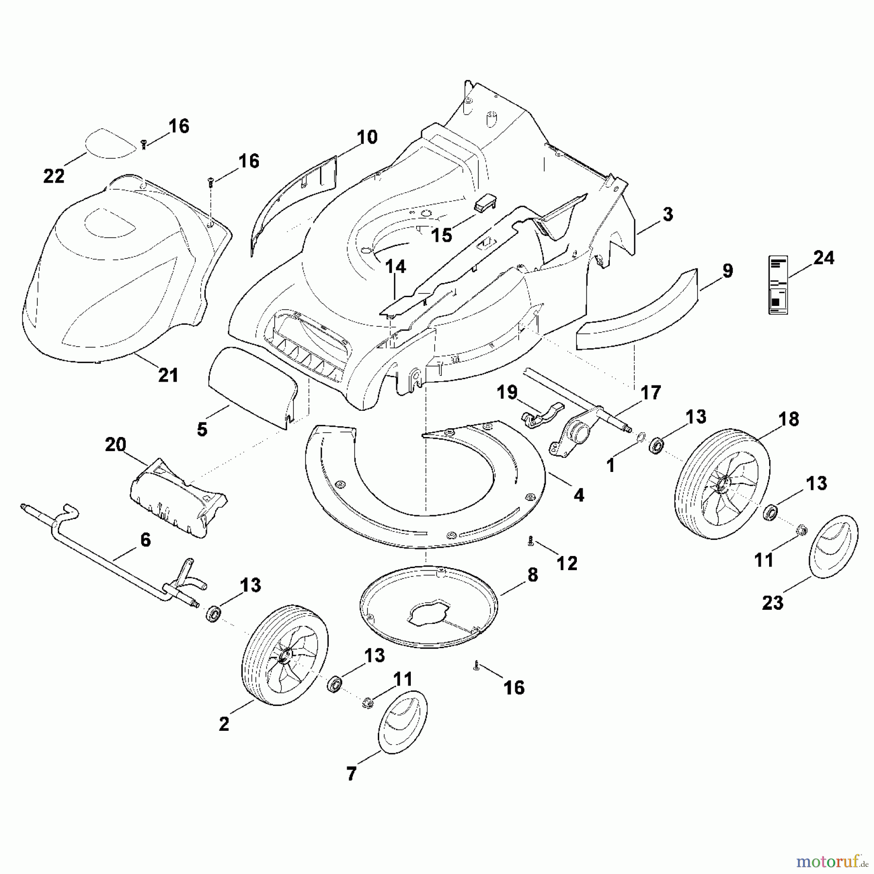  Viking Rasenmäher Elektrorasenmäher ME 545.0 C D - Gehäuse, Fahrwerk