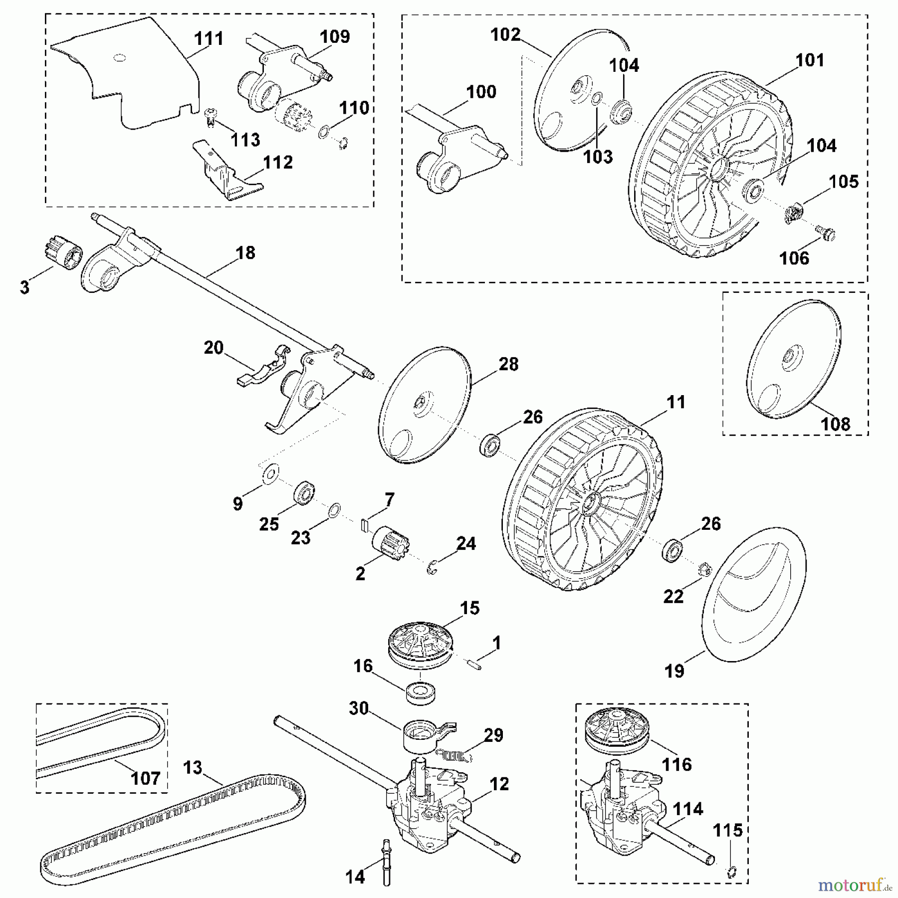  Viking Rasenmäher Benzinrasenmäher MB 655.1 VS E - Hinterachse, Getriebe