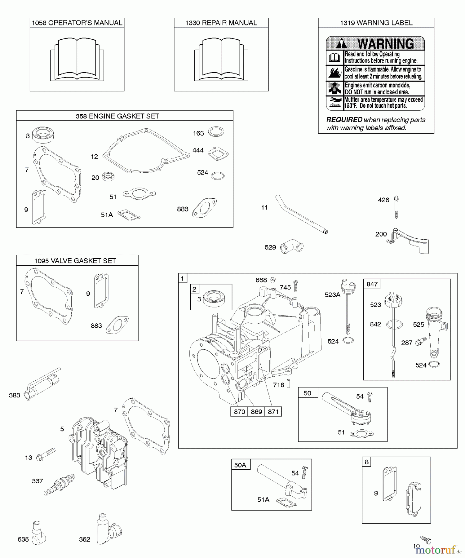  Viking Motoren B & S 09. . . 09D902-2096-B1 F - Zylinder, Zylinderkopf, Dichtungssatz - Mo