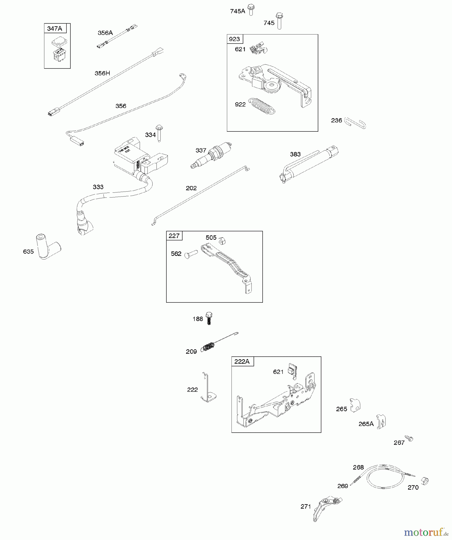  Viking Motoren B & S 09. . . 09P702-0044-F1 B - Magnetanker, Bedienelemente, elektrische A