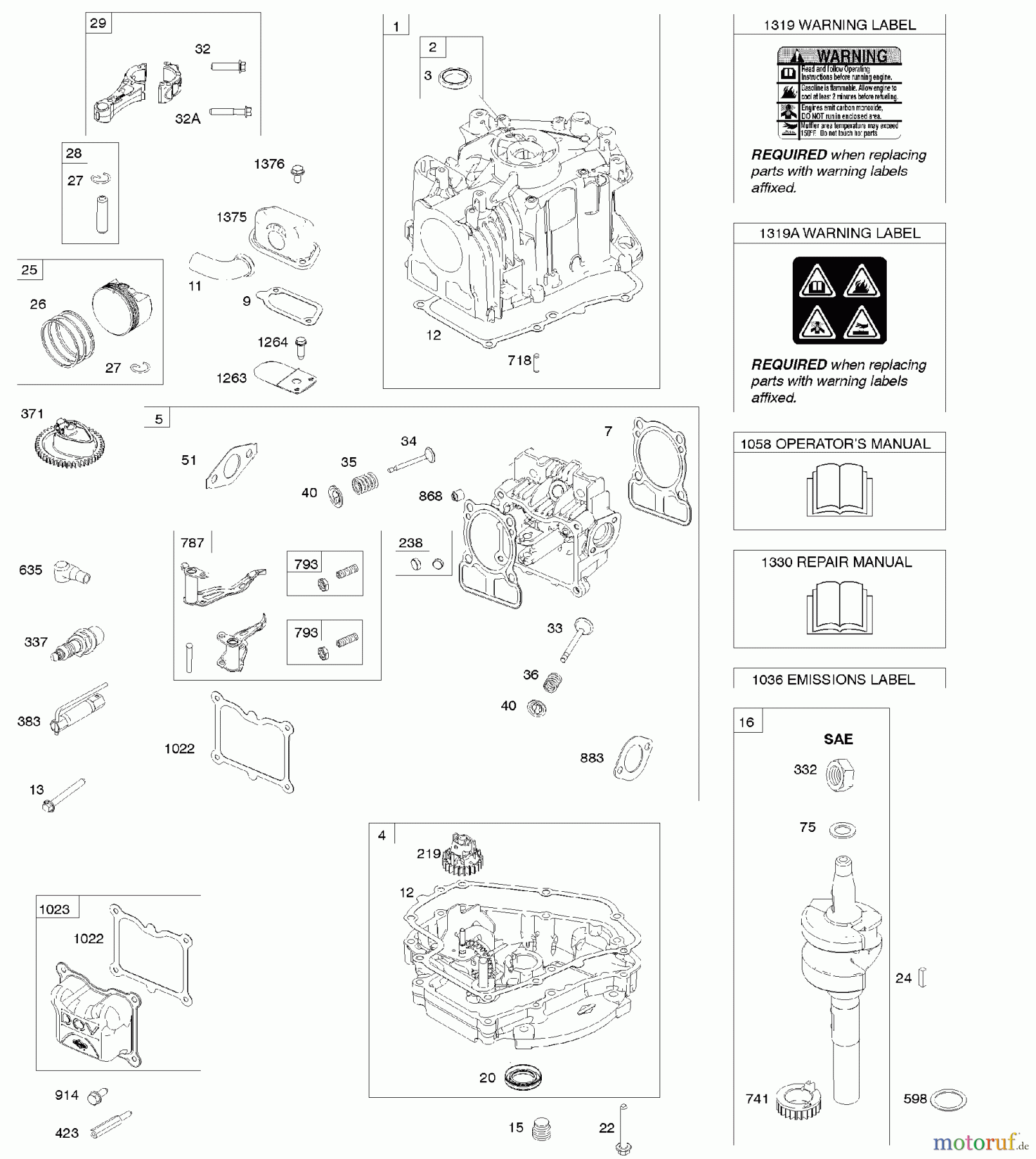  Viking Motoren B & S 10. . . 100802-0126-H8 D - Nockenwellenrad, Kurbelgehäuseabdeckung/-s