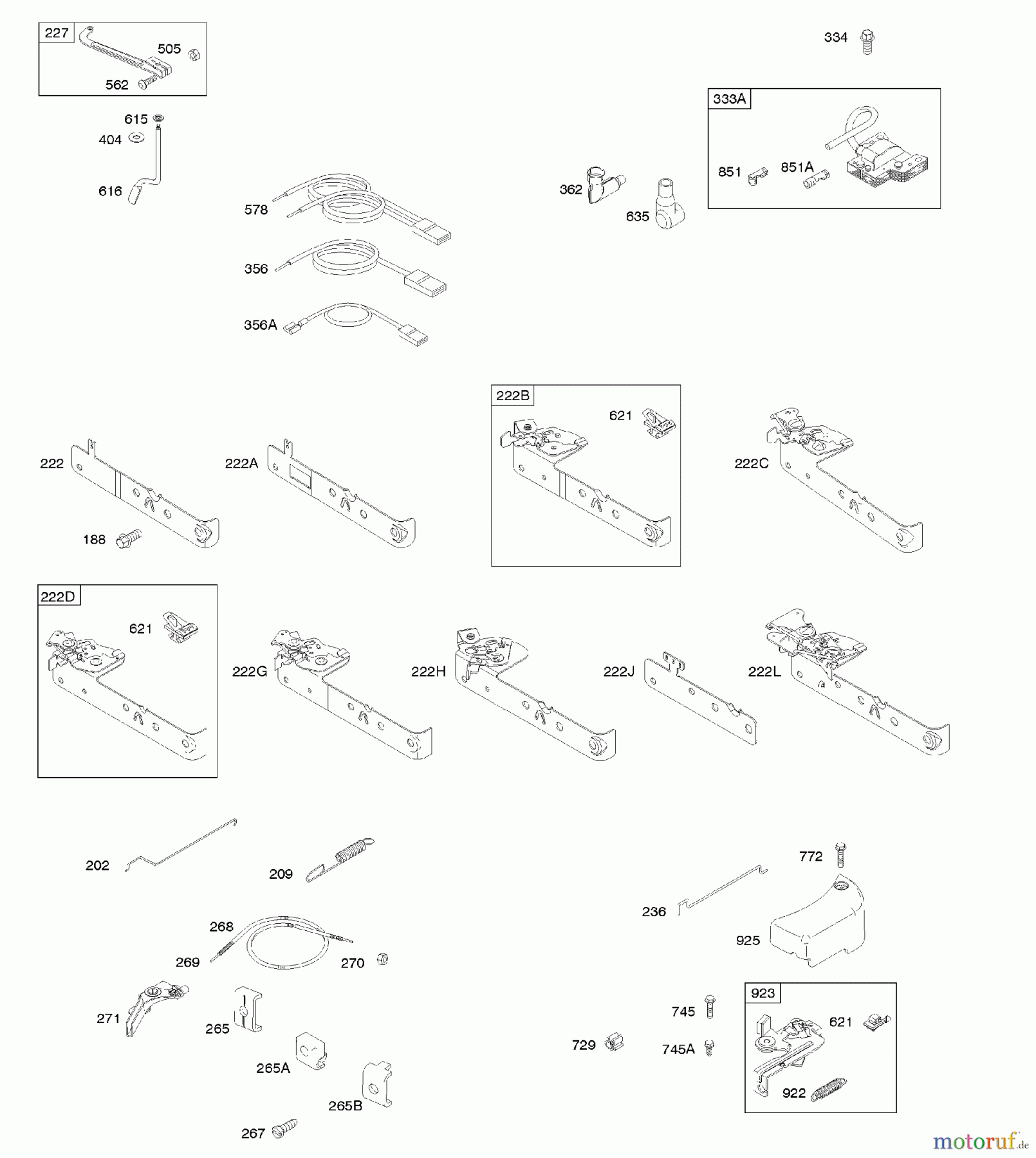  Viking Motoren B & S 10. . . 10T802-0198-B1 C - Bremse, Bedienelemente, Reglerfeder, Zündu