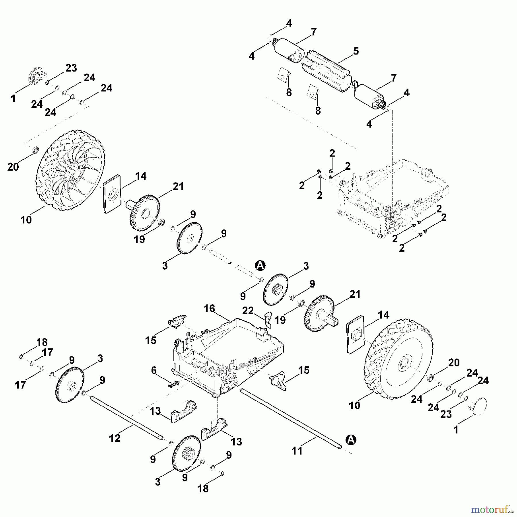  Viking Rasenmäher Akkurasenmäher MI 555 C D - Antriebseinheit, Hinterrad