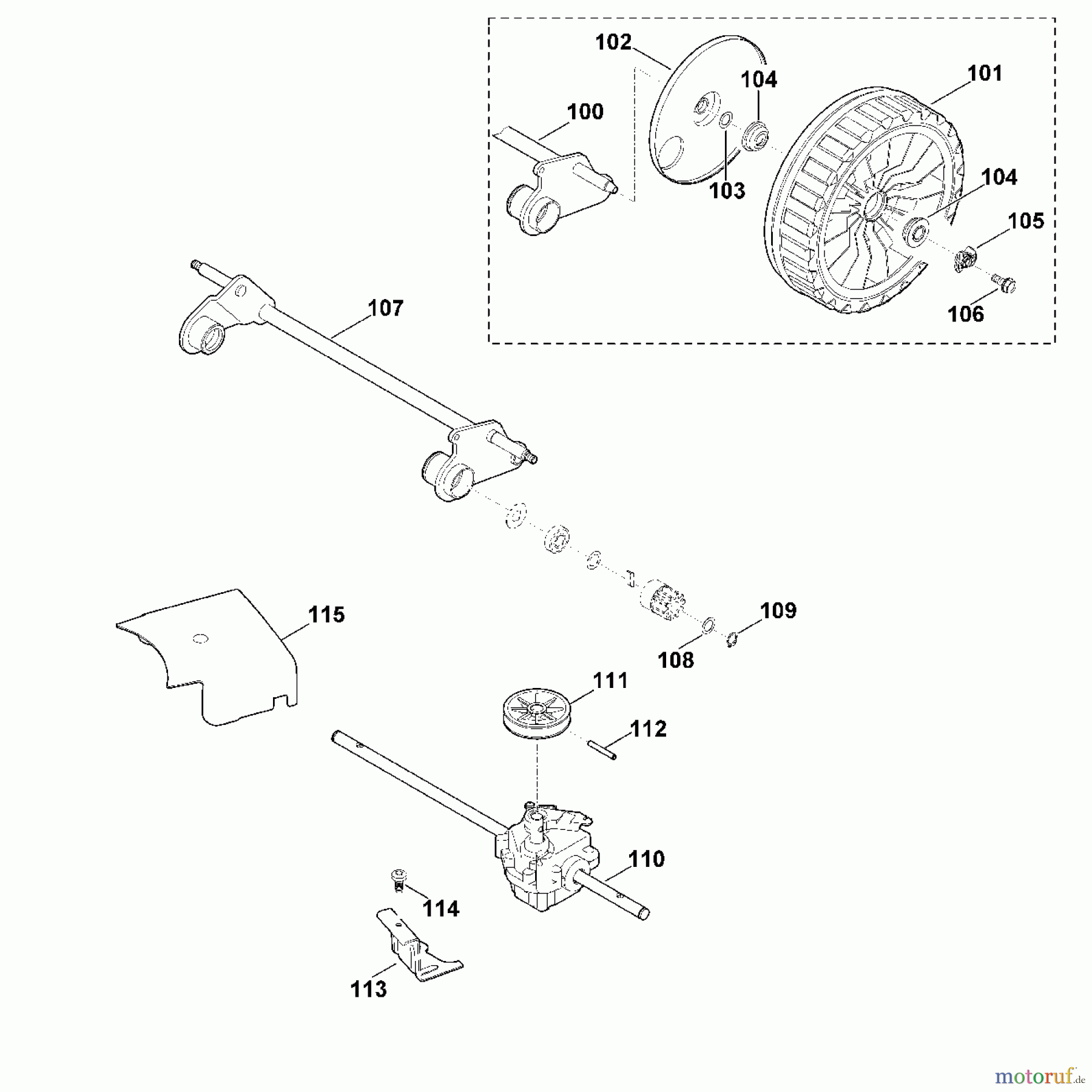  Viking Rasenmäher Benzinrasenmäher MB 650.0 T, MB 650.0 TK E1 - Hinterachse, Getriebe (f. ältere Bauart)