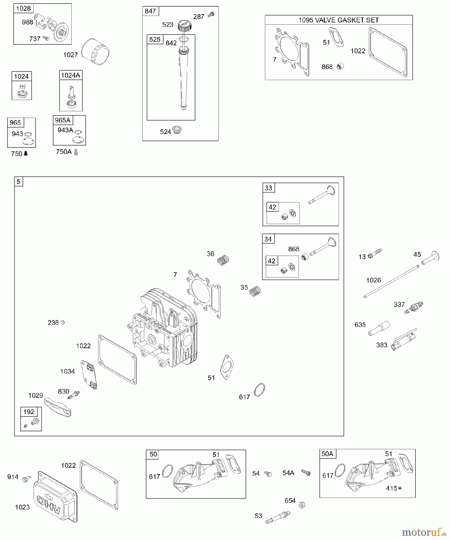  Viking Motoren B & S 28. . . 28N707-1139-E1 G - Zylinderkopf, Schaltwippenabdeckung, Einla