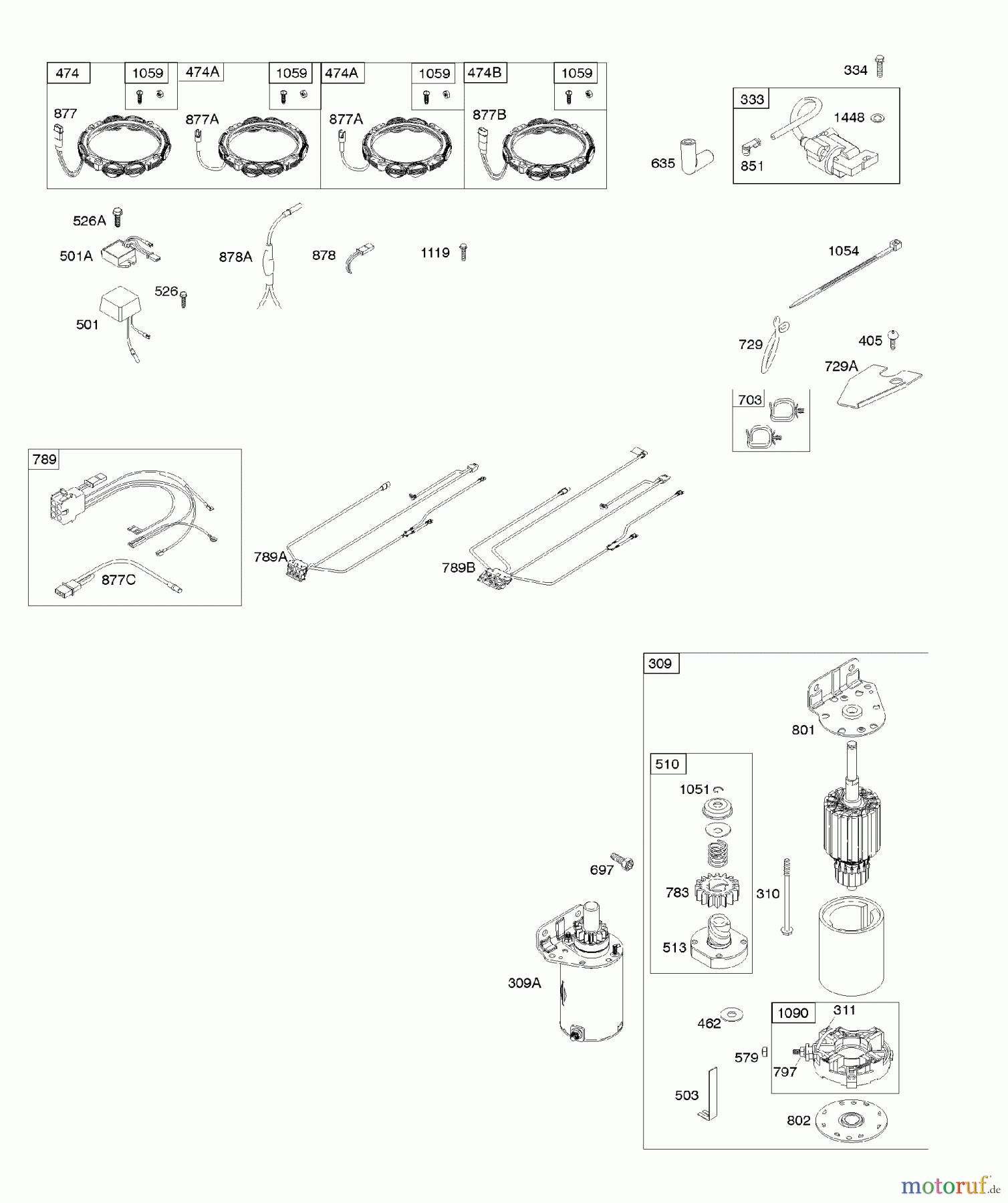  Viking Motoren B & S 40. . . 405577-0112-E1 A - Generator, Kabelbaum, Anlasser, Zündung