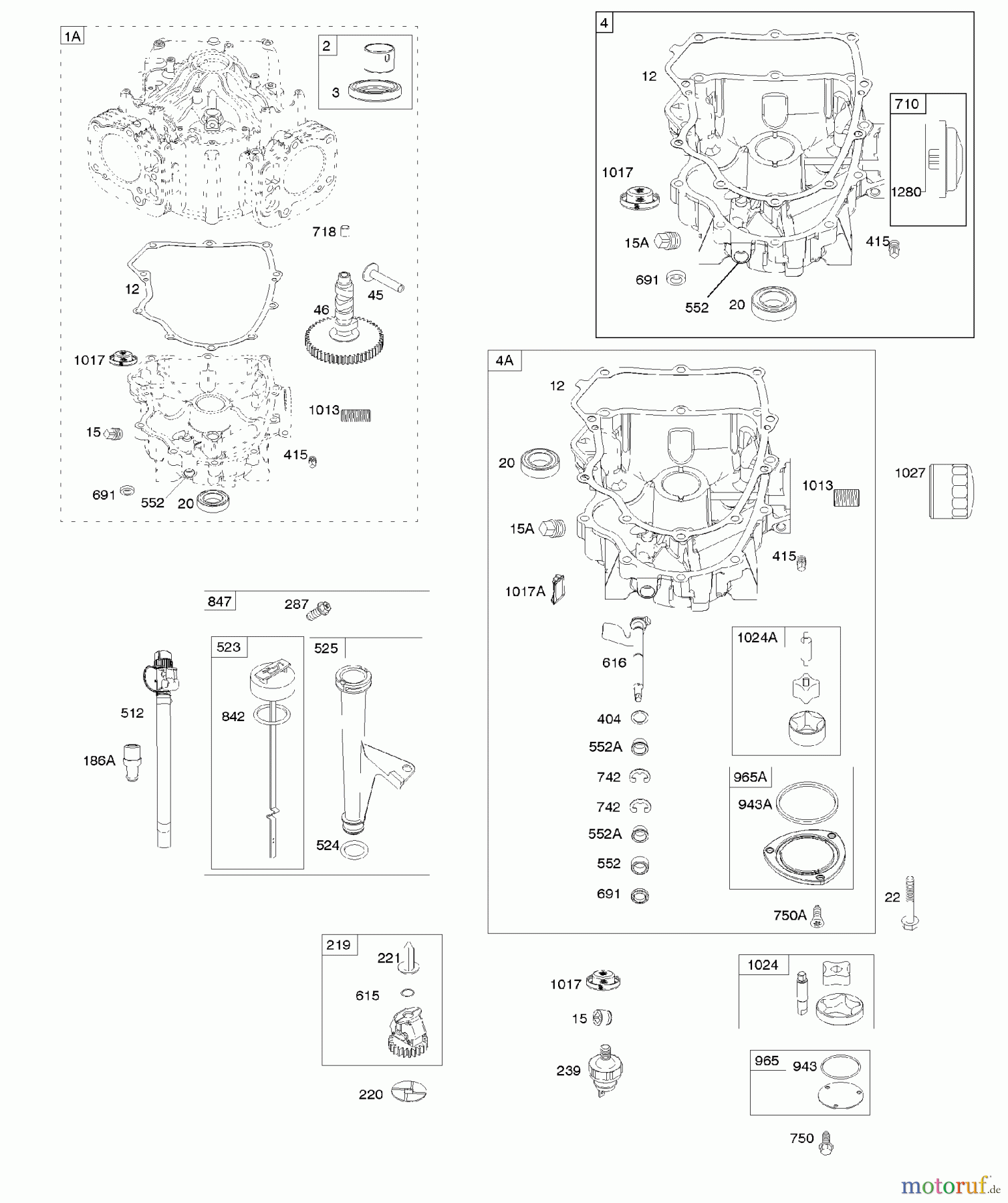  Viking Motoren B & S 40. . . 407777-0117-E1 G - Ölwanne, Ölpumpe, Messsta (f. ältere Bauar