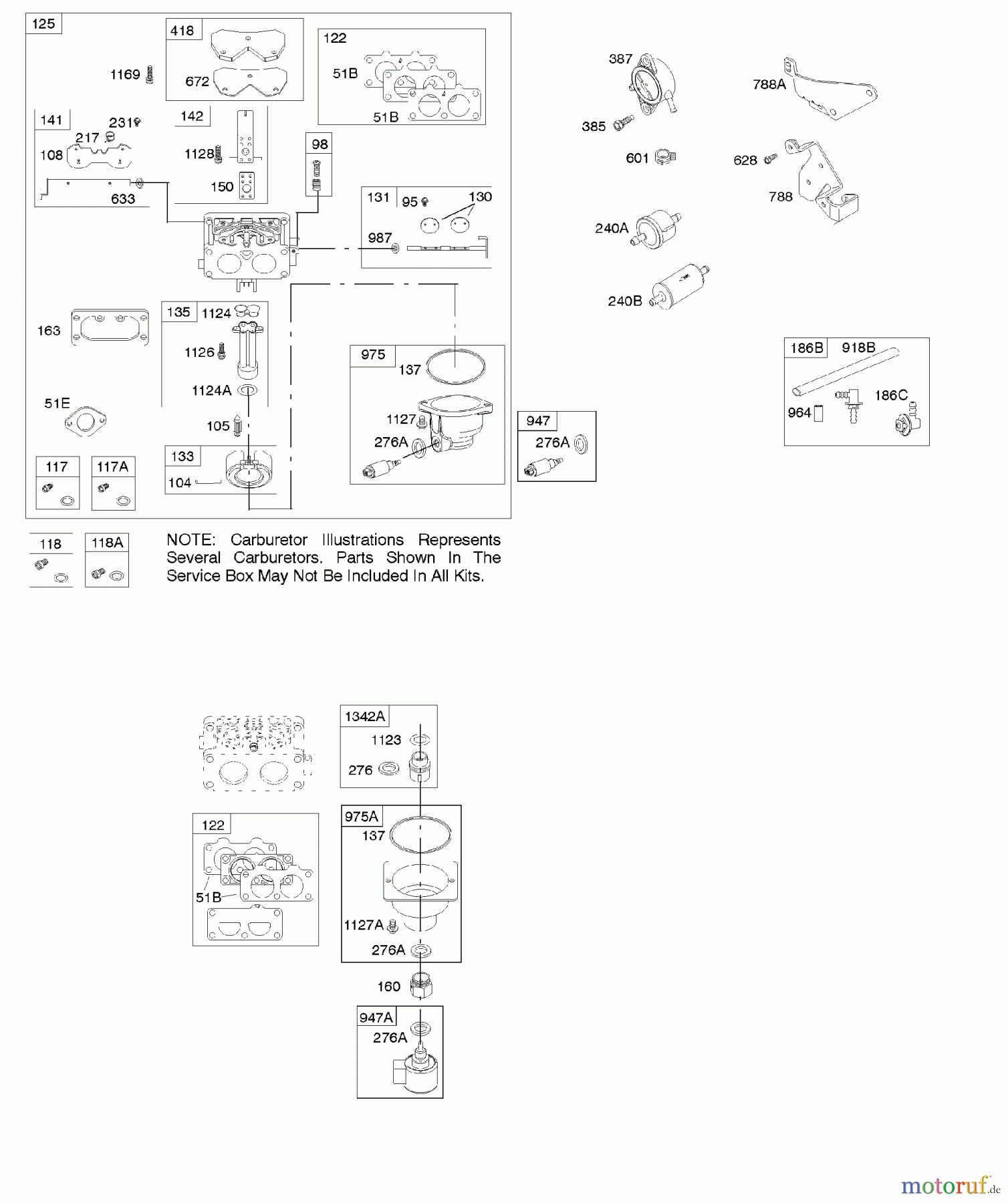  Viking Motoren B & S 44. . . 445577-0125-B1 D - Vergaser, Satz - Vergaserüberholung