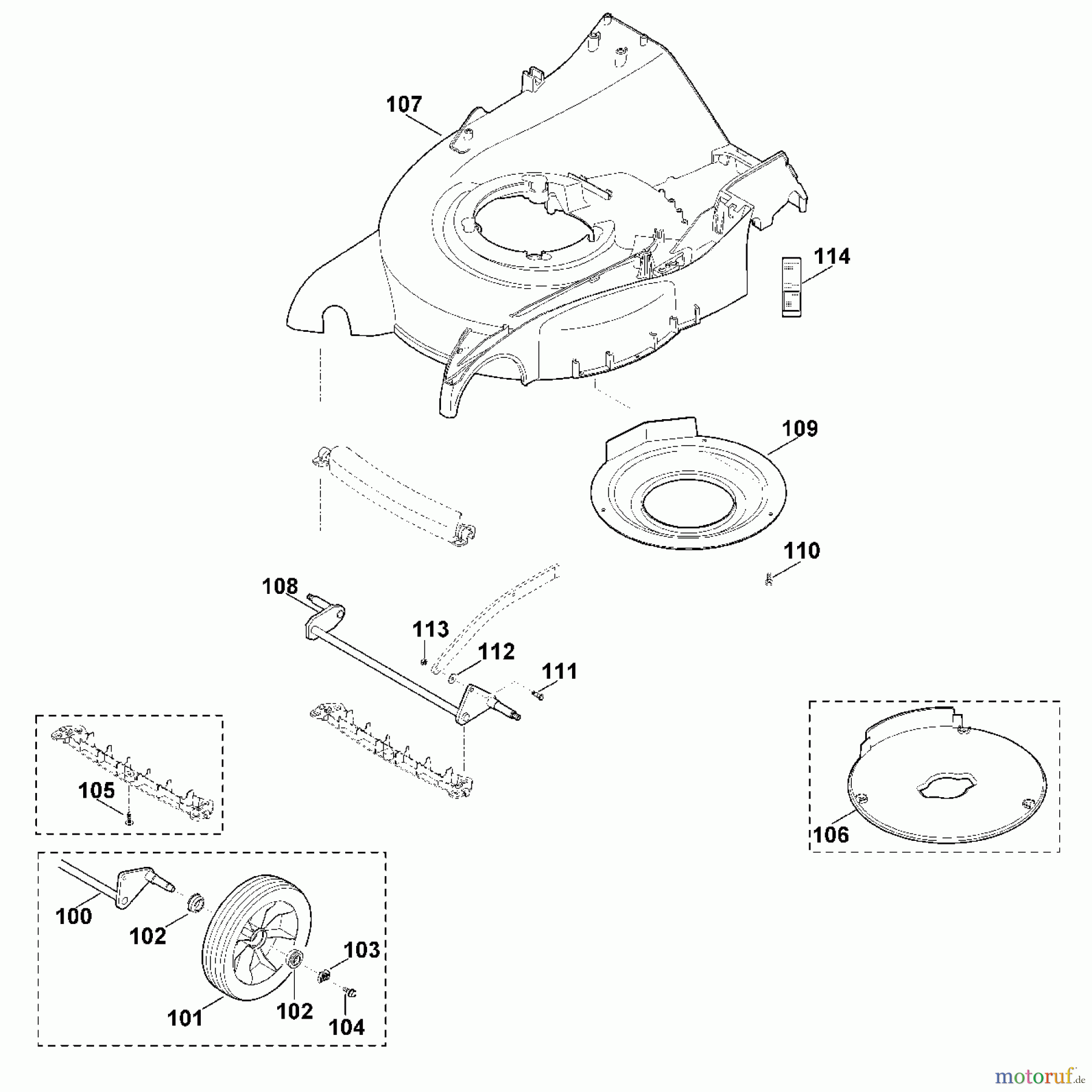  Viking Rasenmäher Benzinrasenmäher MB 655.1 V D1 - Gehäuse, Vorderachse (f. ältere Bauart)