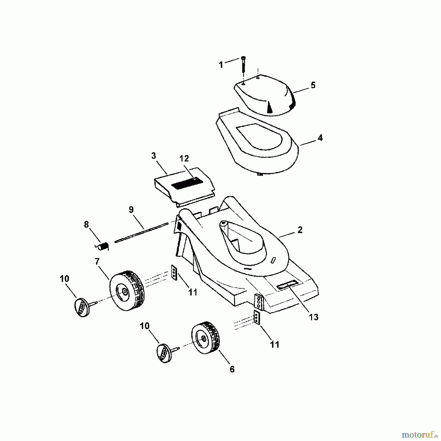  Viking Rasenmäher Elektrorasenmäher ME 350 B - Gehäuse, Fahrwerk