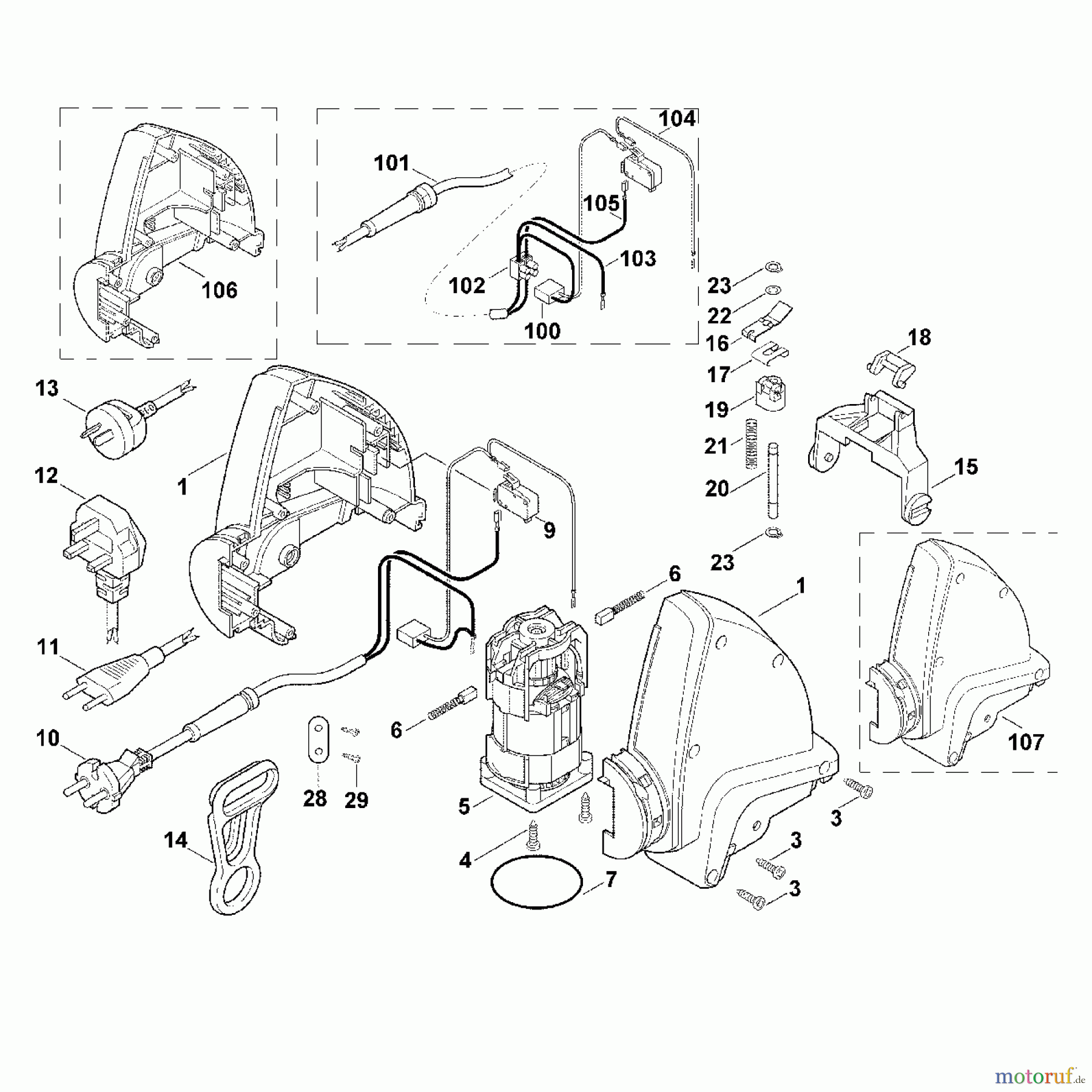  Viking Handgeführte Elektrogeräte Heckenscheren Elektro HE 500, HE 550 A - Gehäuse, Elektromotor