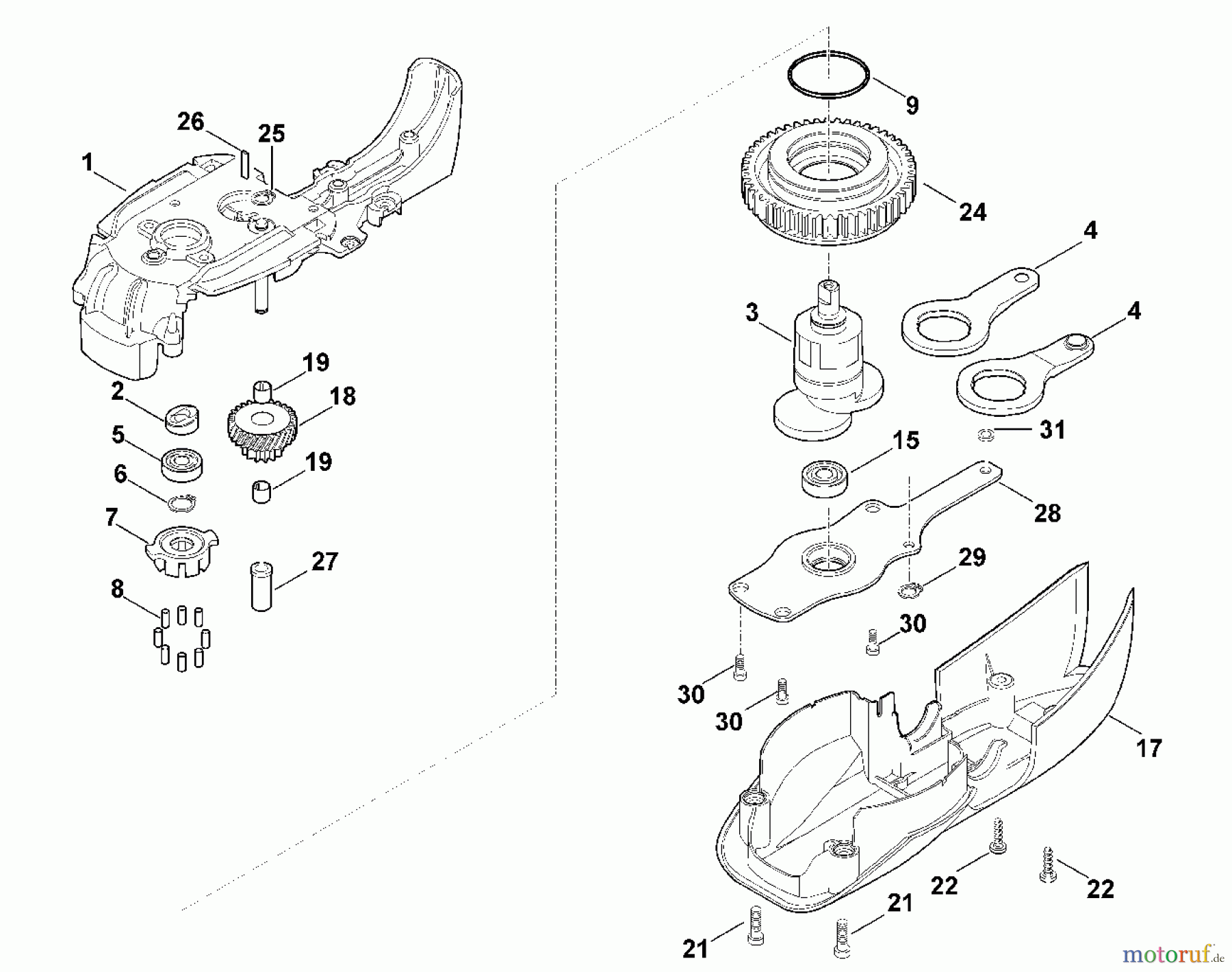  Viking Handgeführte Elektrogeräte Heckenscheren Elektro HE 615, HE 715 B - Untersetzungsgetriebe