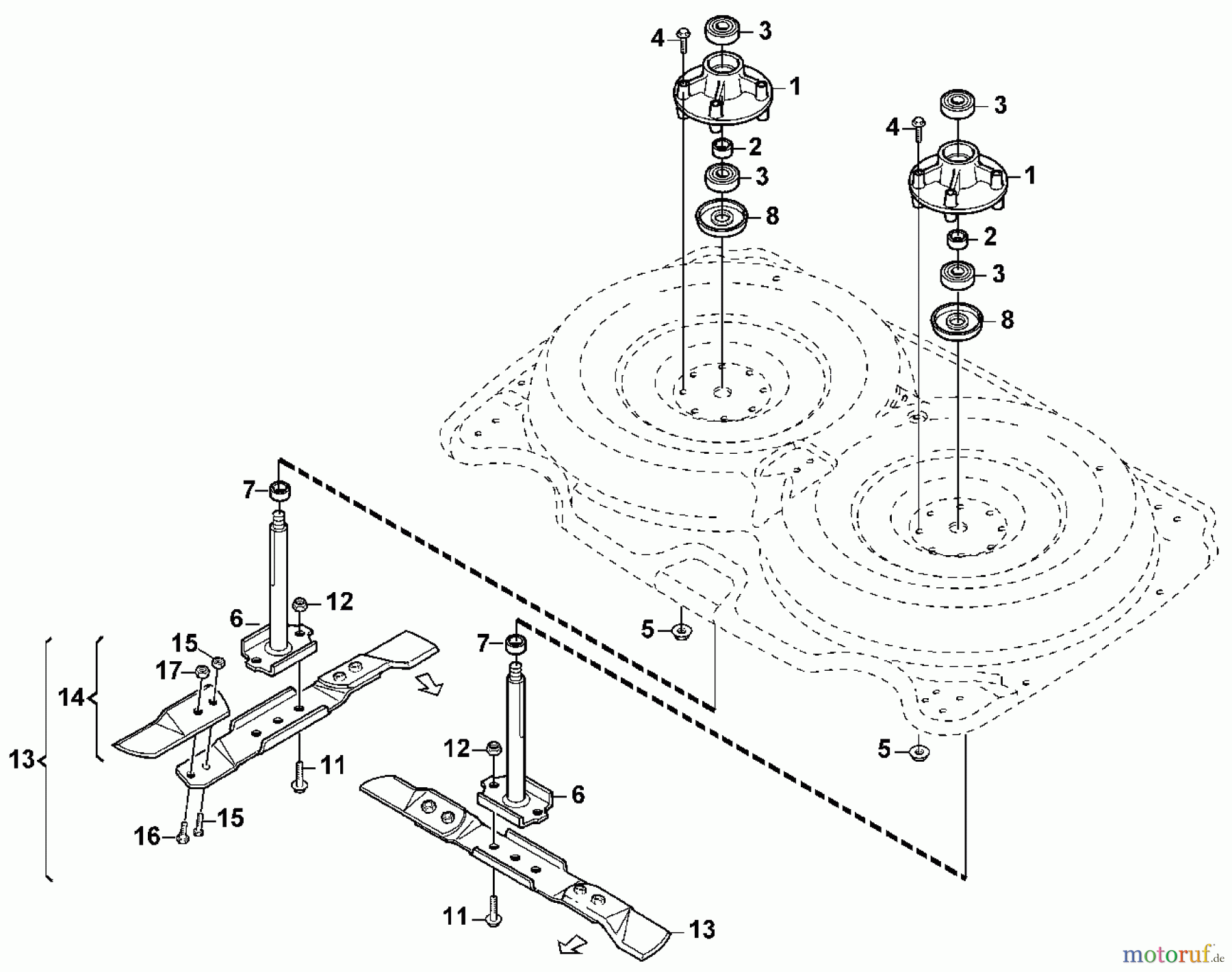  Viking Aufsitzmäher Mähwerke AMM 842, AME 842  (MF 860, 880, 890 PRO) E - Messersystem