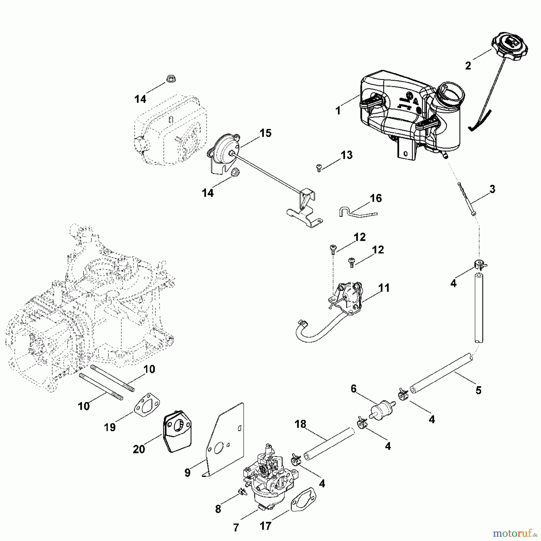  Viking Motoren KOHLER XT - 675  (XT 675 - 0022) G - Vergaser, Kraftstoffleitung