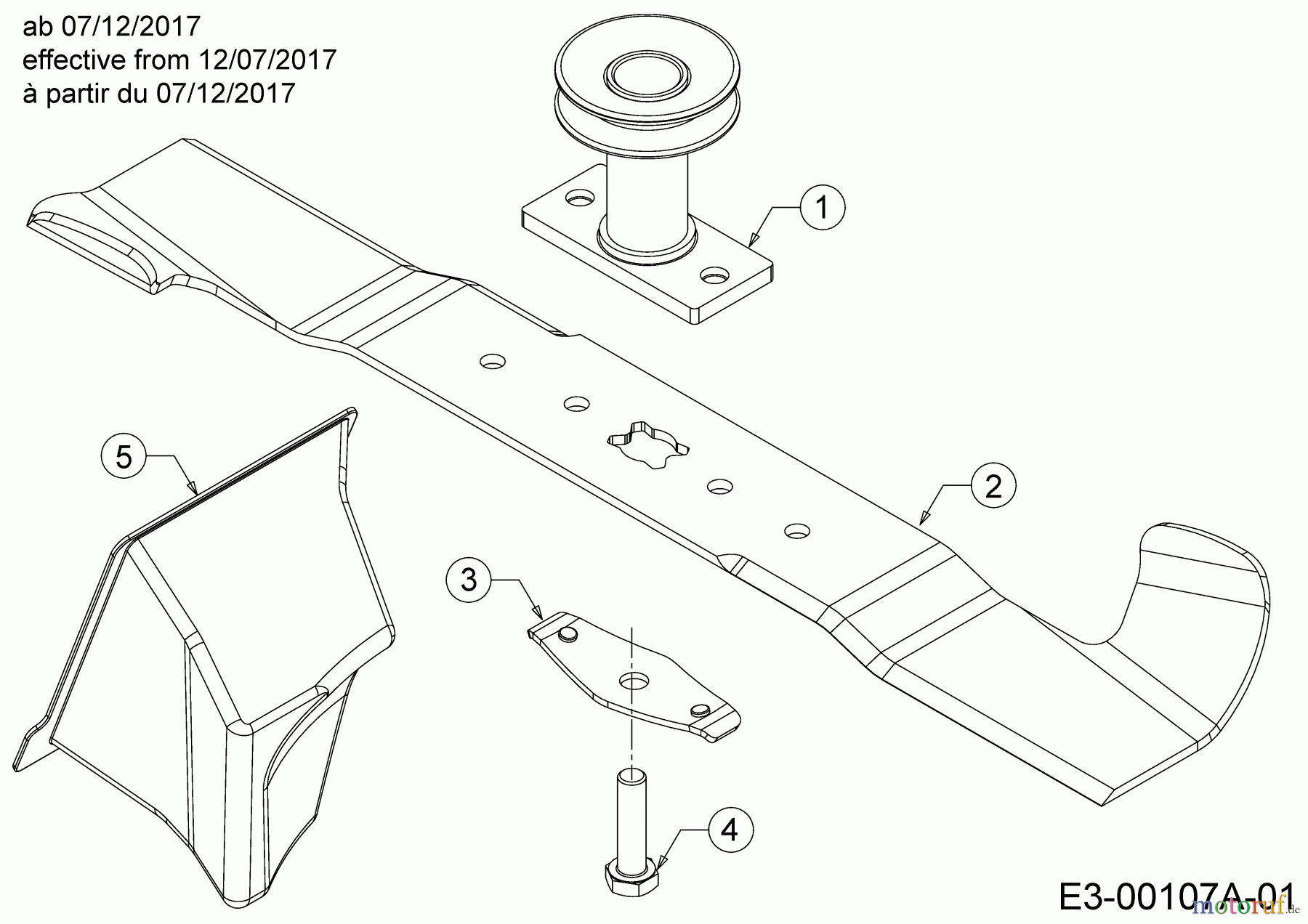  Mr.Gardener Motormäher mit Antrieb HW 46 BA-IS 12A-TNB9629  (2020) Messer, Messeraufnahme, Mulchstopfen ab 07/12/2017