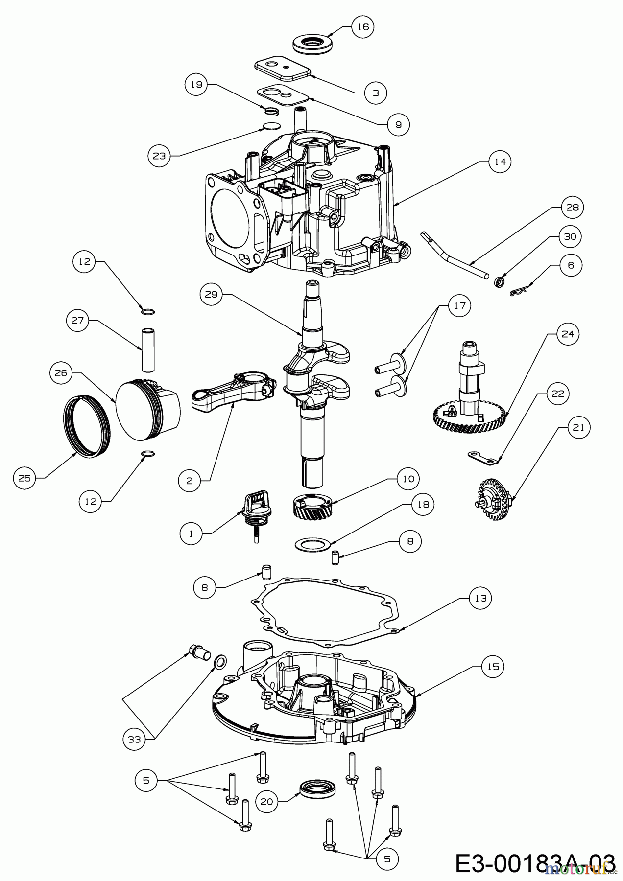  MTD-Motoren Vertikal 1T65NUB 752Z1T65NUB  (2018) Kolben, Kurbelwelle, Nockenwelle, Pleuel