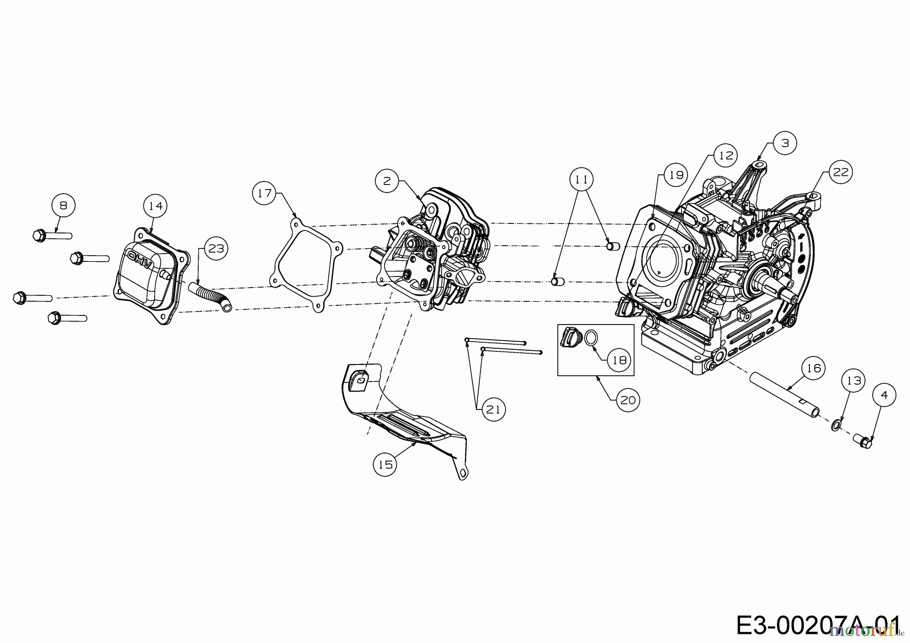  MTD-Motoren Horizontal 165-WU 752Z165-WU  (2018) Rumpfmotor, Ventildeckel, Zylinderkopf