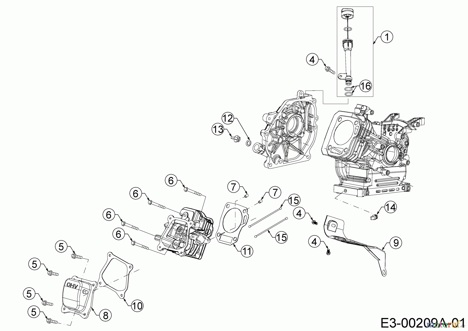  MTD-Motoren Horizontal 370-JHA 752Z370-JHA  (2019) Ölablaßschraube, Ölmeßstab, Zylinderkopfdeckel