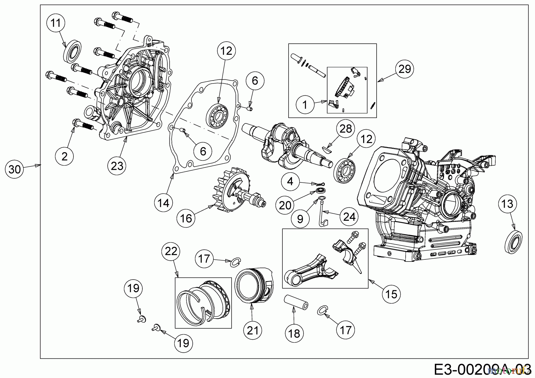  MTD-Motoren Horizontal 370-JHA 752Z370-JHA  (2019) Kolben, Kurbelwelle, Nockenwelle, Pleuel